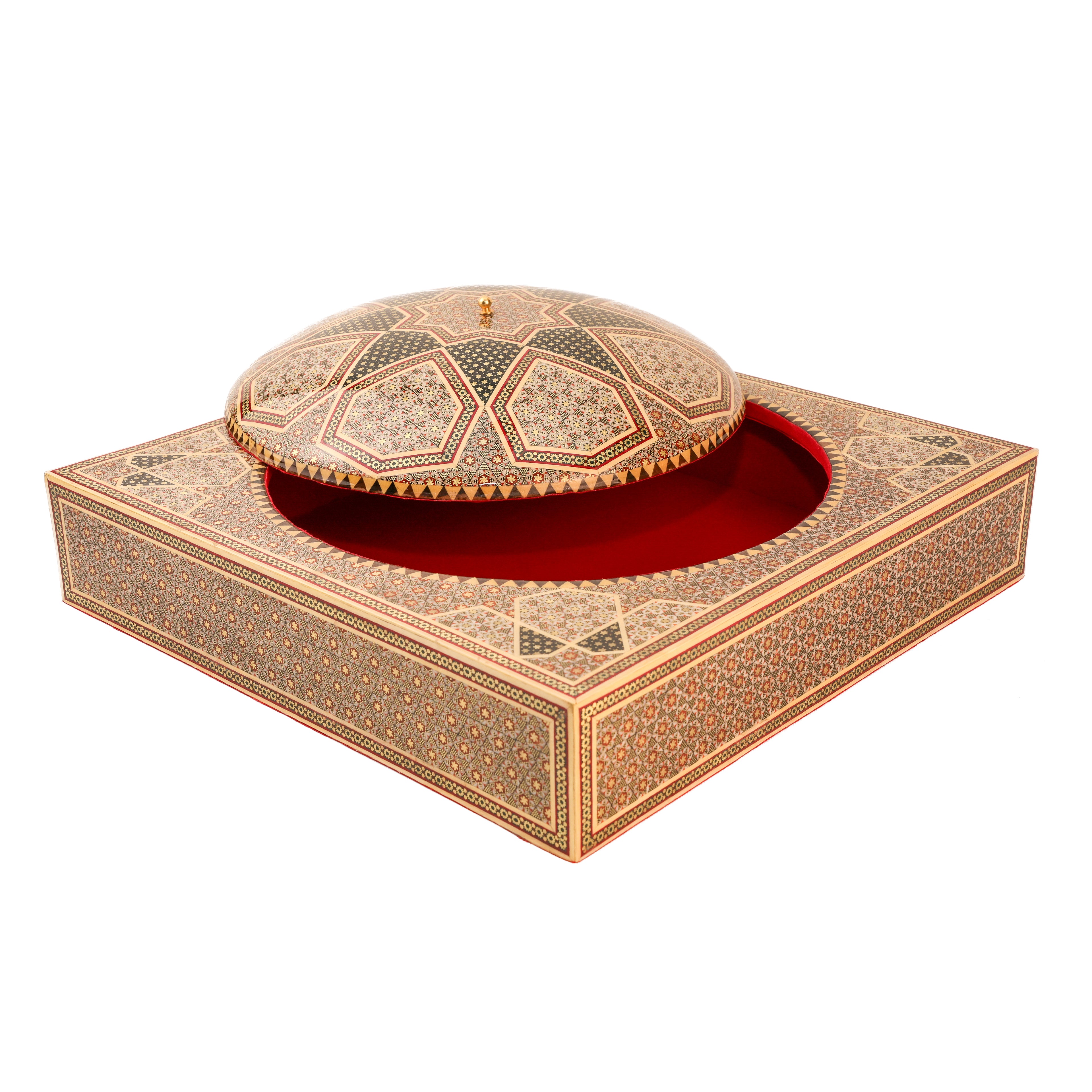Candy Dish - Flying Saucer Shape - Square - Full Khatam - Shirazi Style  A