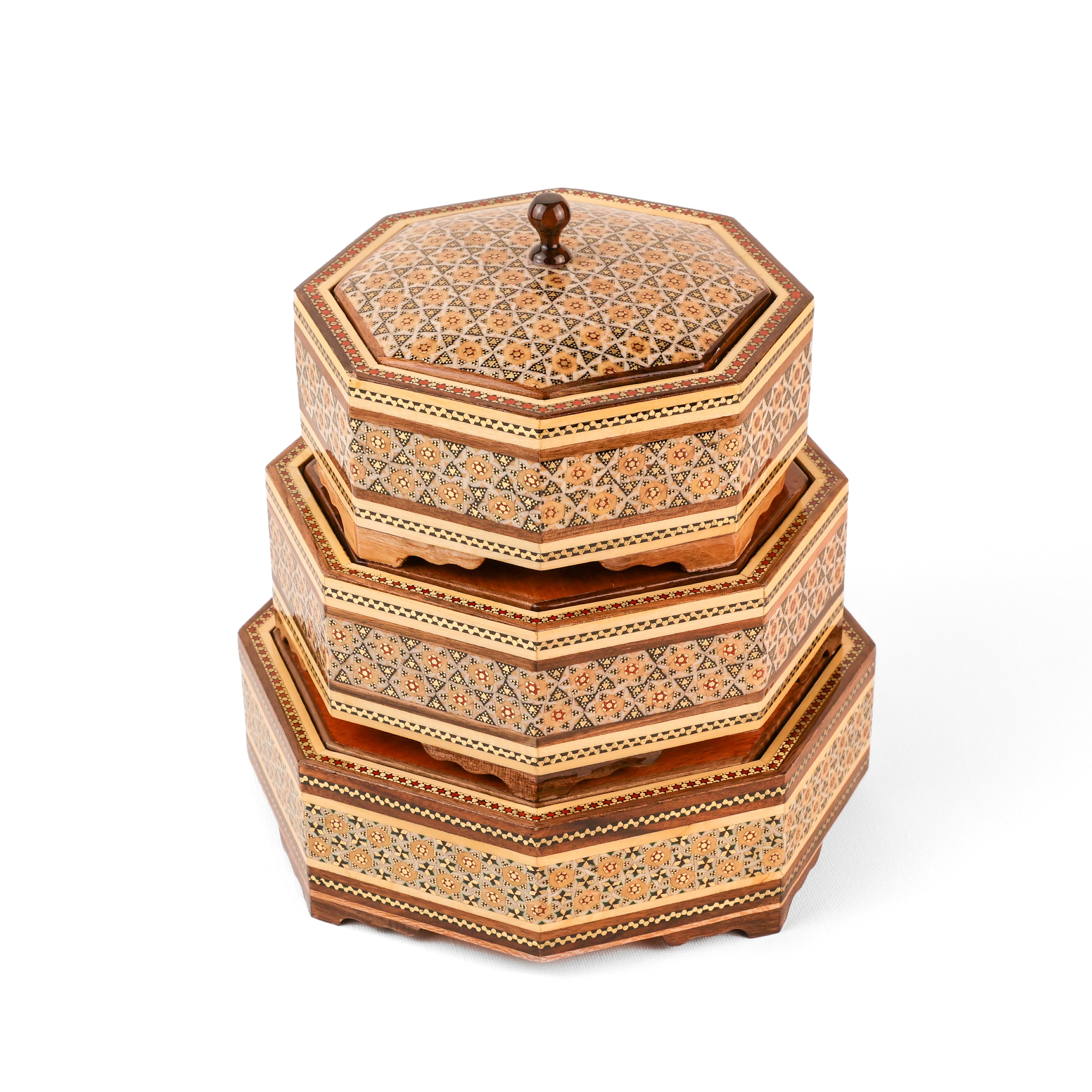 Candy Dish - 8-Sided - Seeded Spear Design - Inner Beech - Size 3