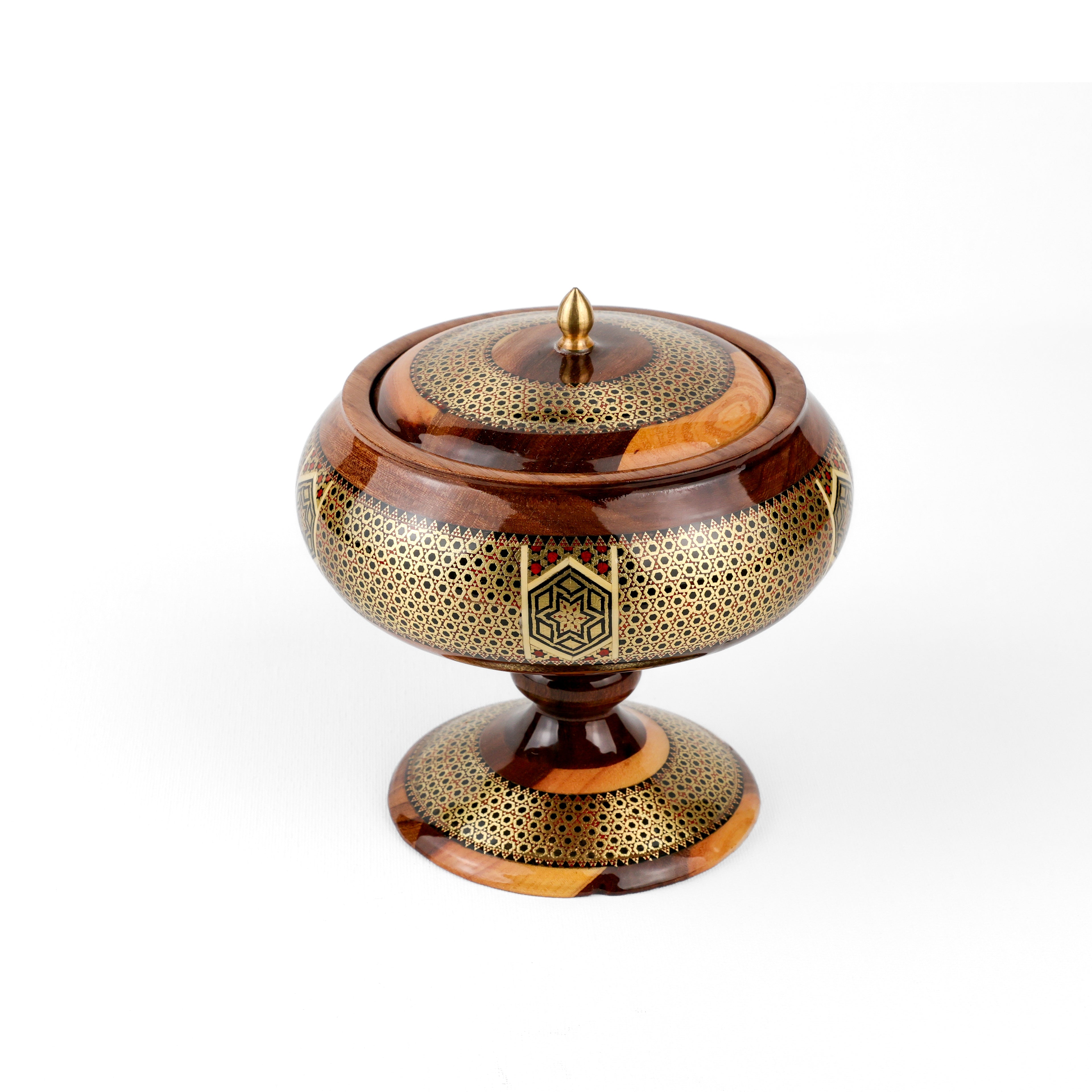 Candy Dish - Pedestal - Size 2 - Wood and Wire Khatam