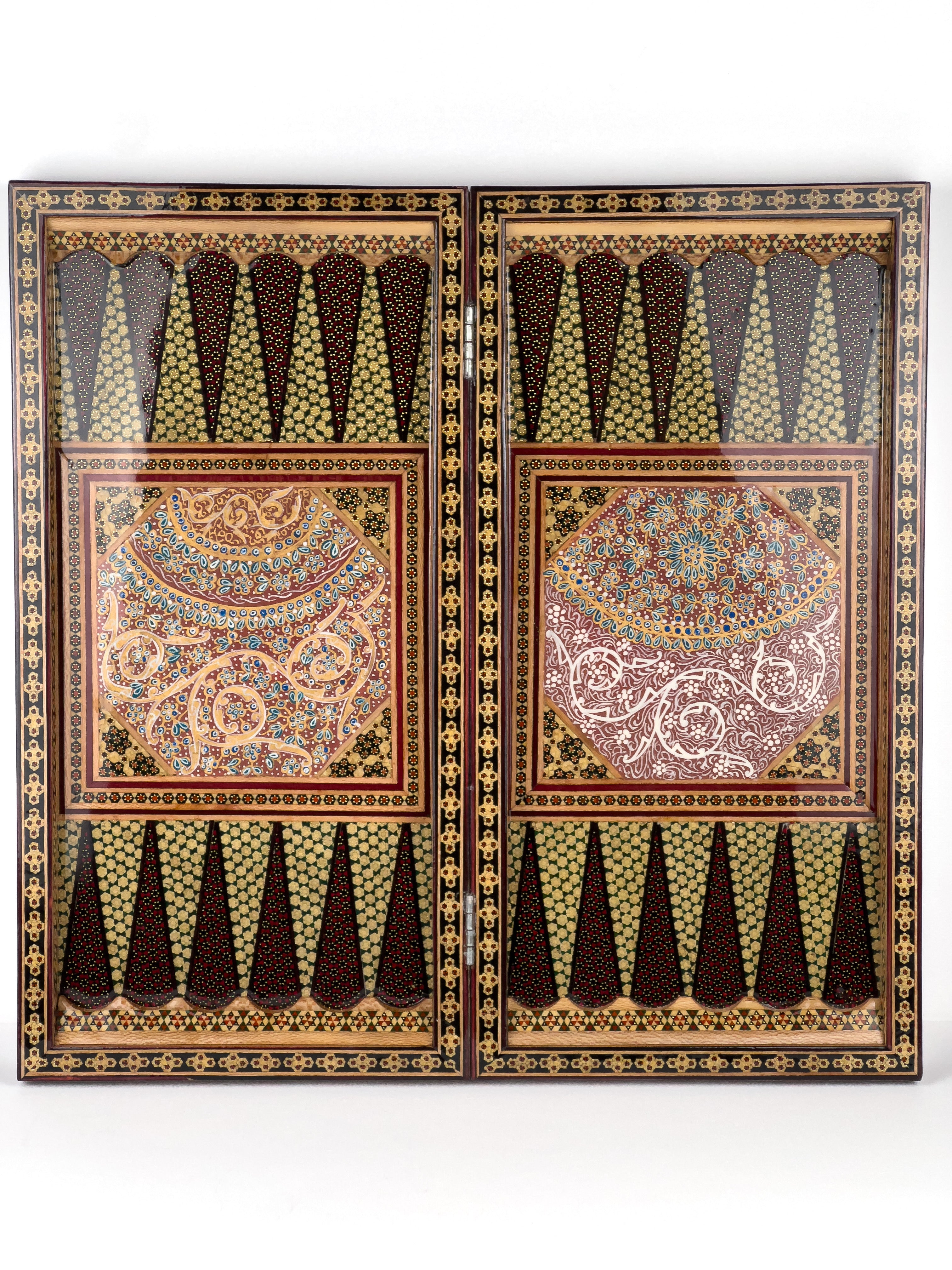 Backgammon & Chess Board - Size 50 - With Columns - Tazhib Painting