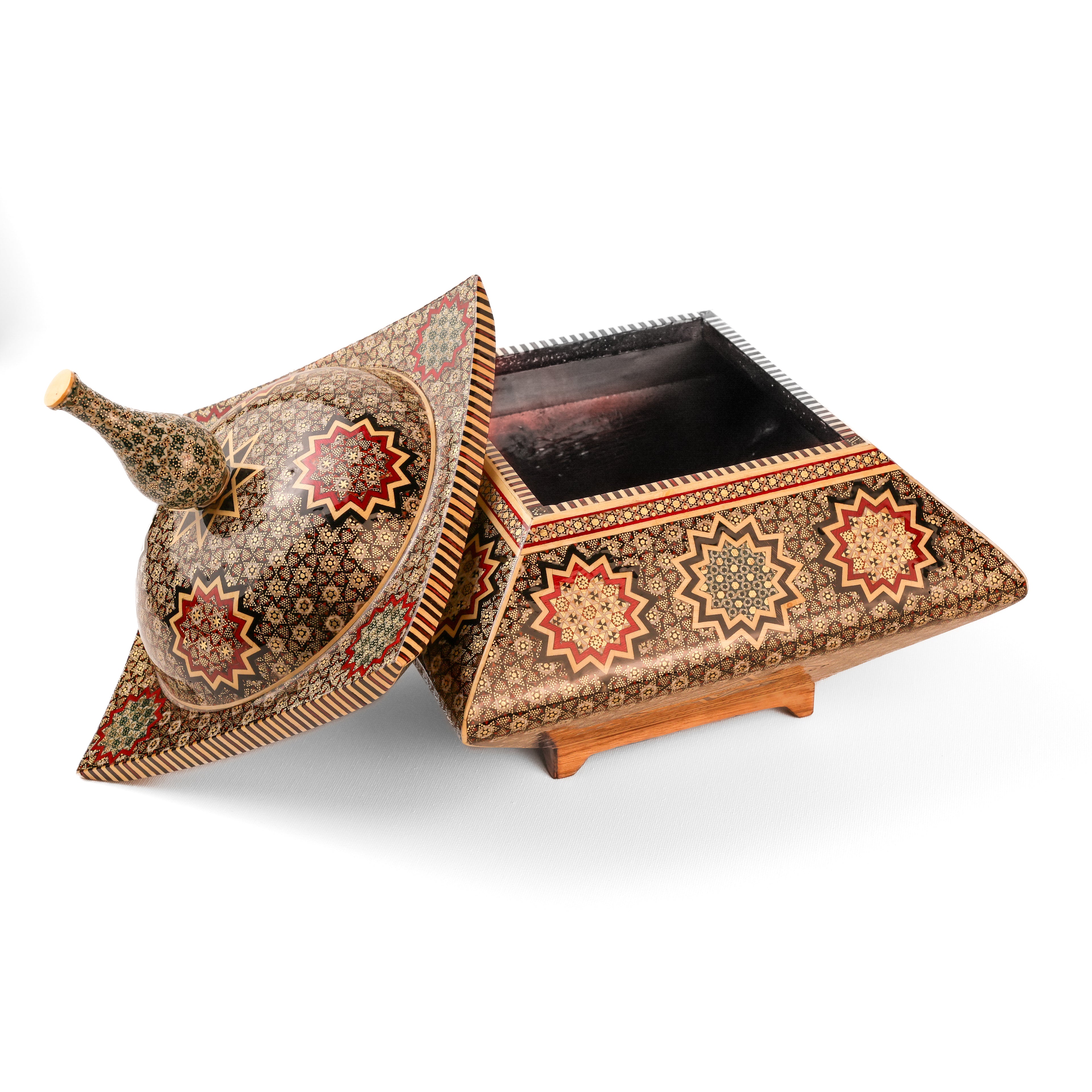 Candy Dish - Flying Saucer Shape - Square - Full Khatam - Shirazi Style