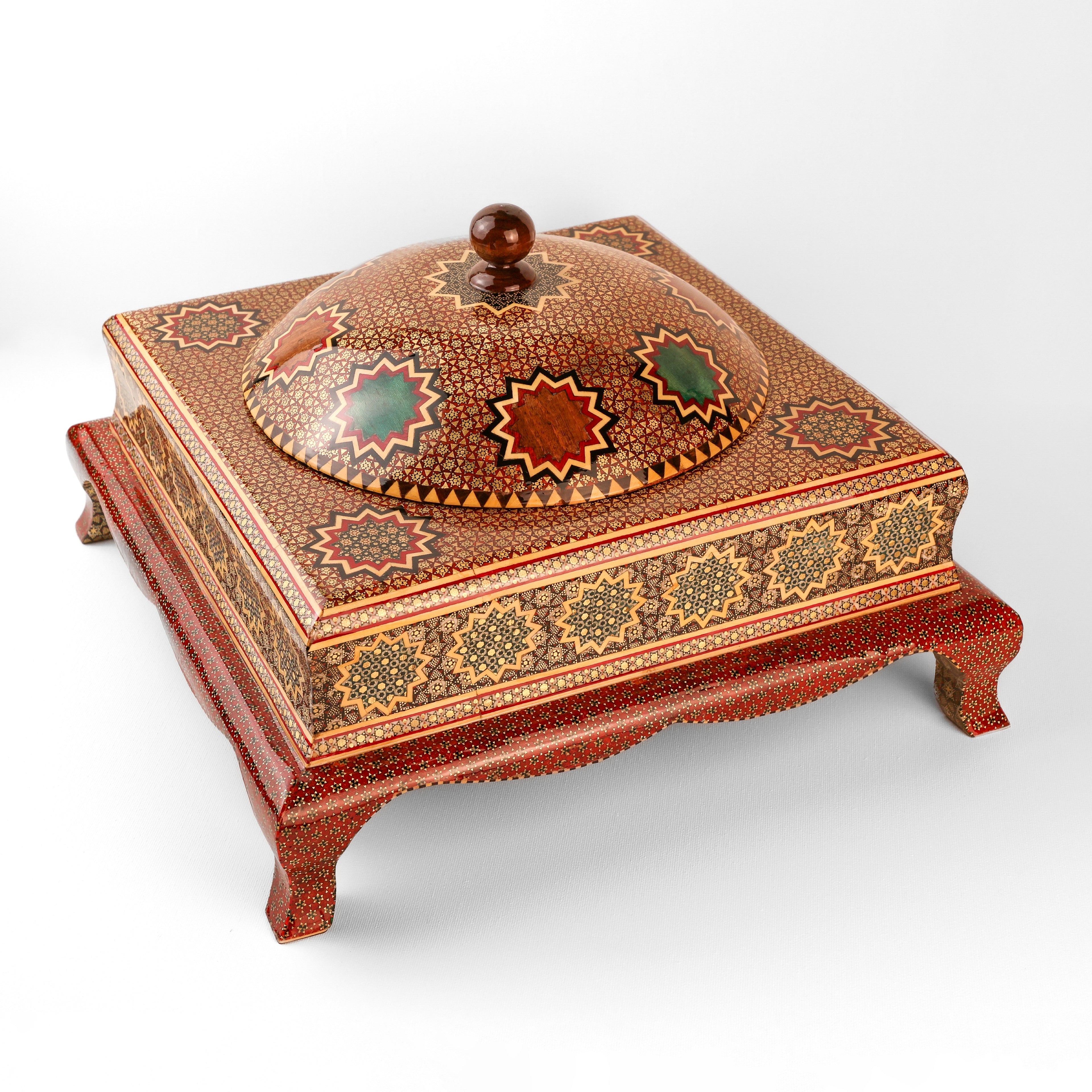 Candy Dish - Size 30x30 - Square with Pedestal - Khatam - Shirazi Style