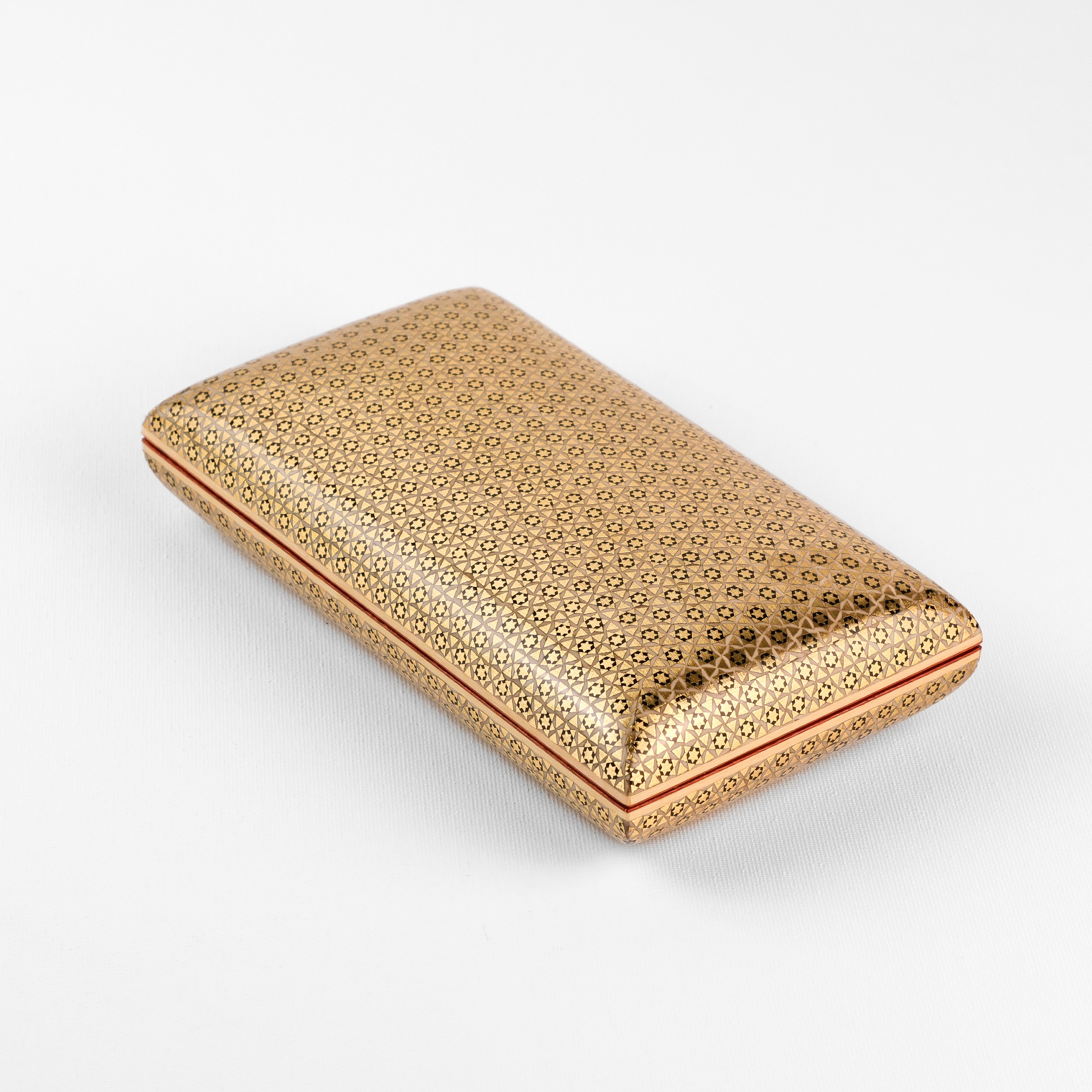 Jewelry Box - Round Top & Bottom - Soap-Style Khatam - Inner Band - Orange