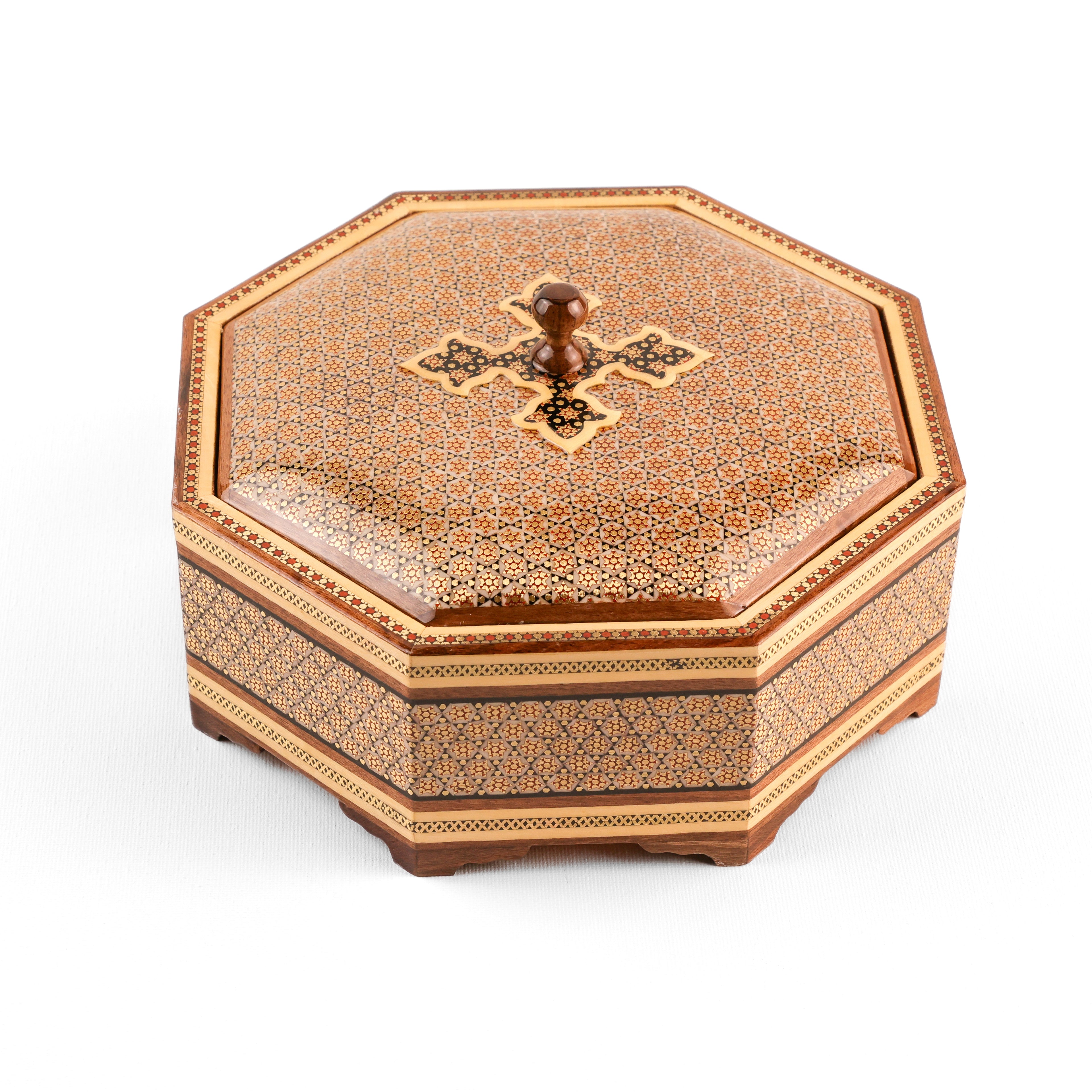 Candy Dish - 8-Sided - Khatam Glass Premium - Inner Beech - Toranj Lid - Size 1
