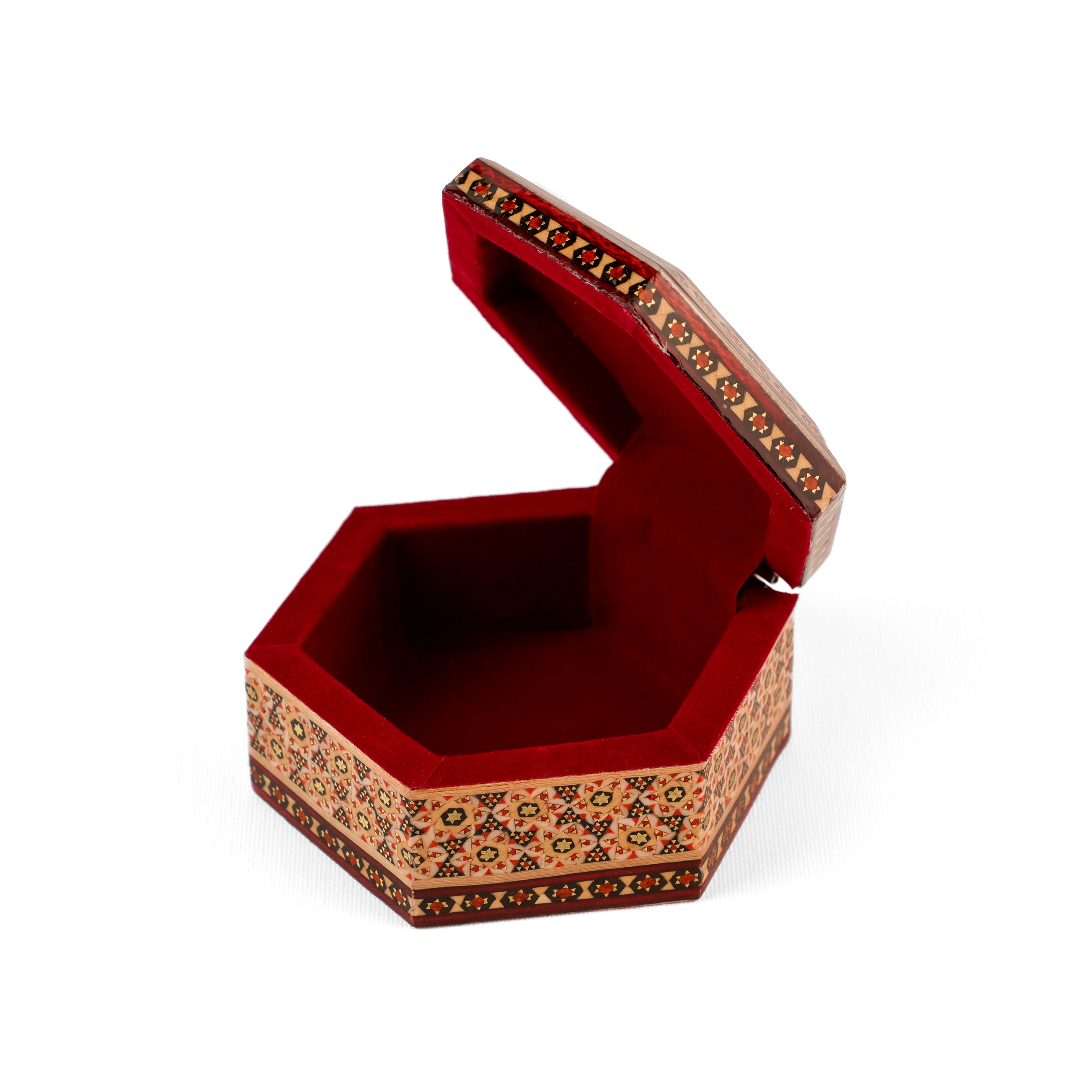 Jewelry Box - Hexagonal - Inner Velvet - Tazhib Pattern