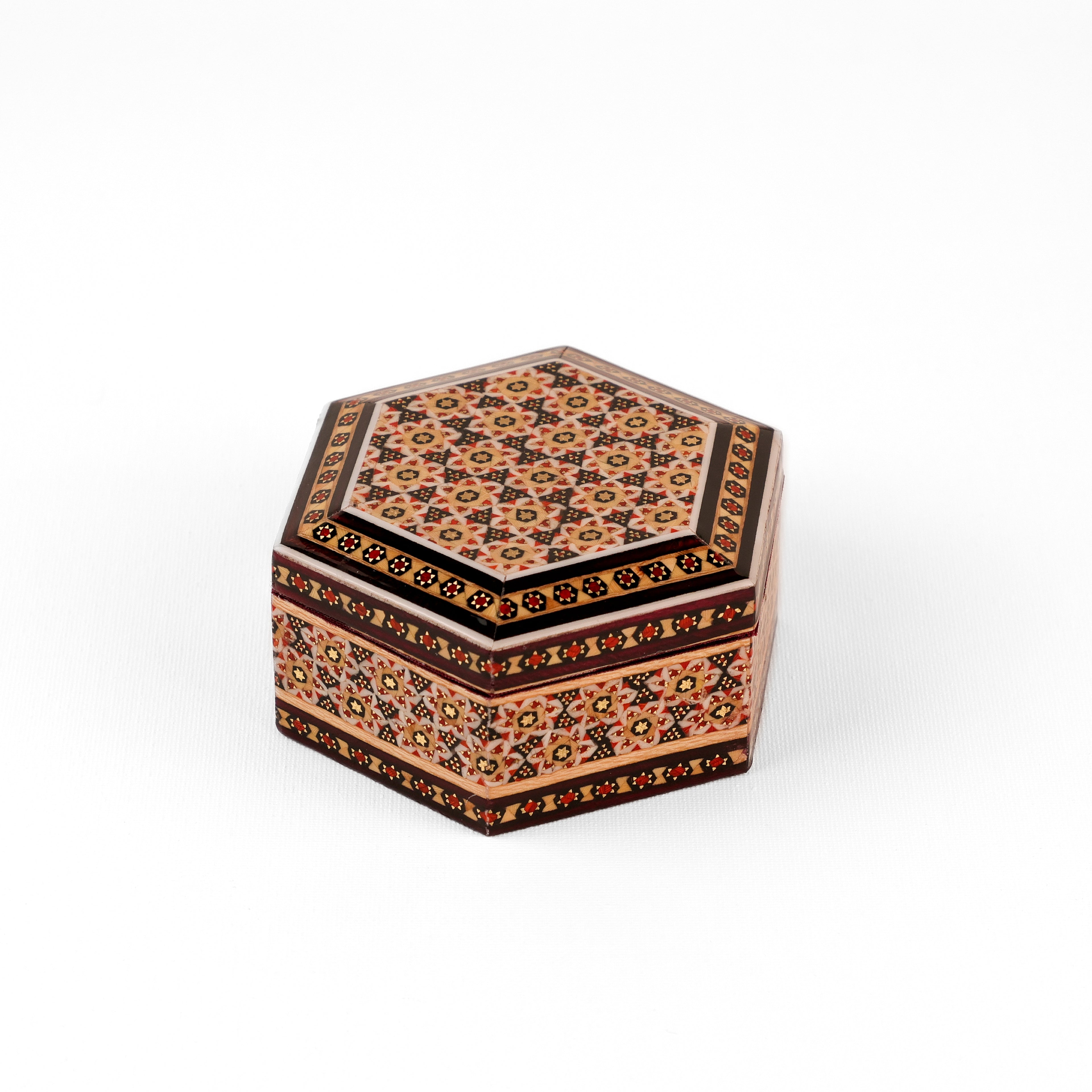 Jewelry Box - Hexagonal - Inner Velvet - Khatam Pattern