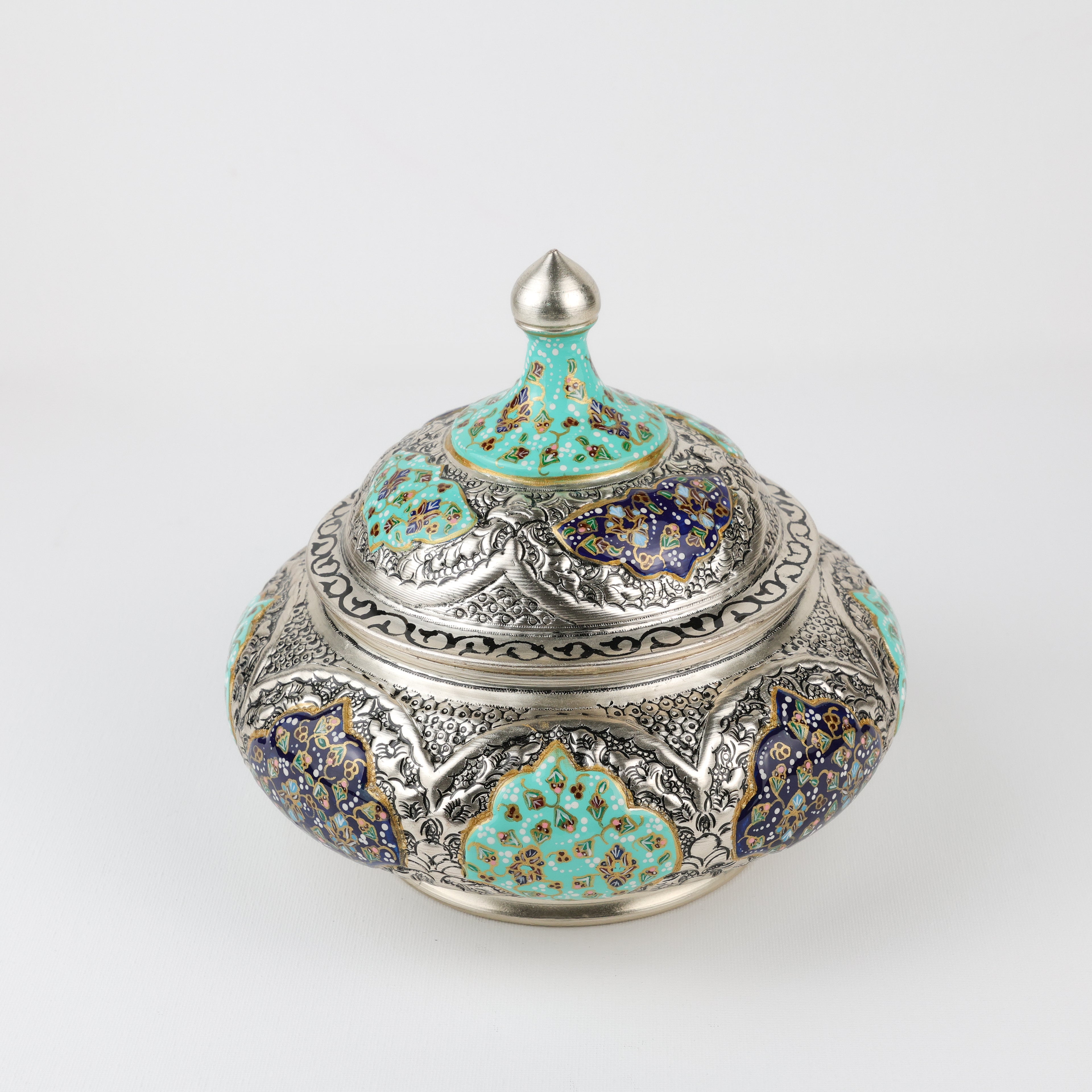 Candy Dish - Large - Flying Saucer Design - Copper & Mina - Tazhib