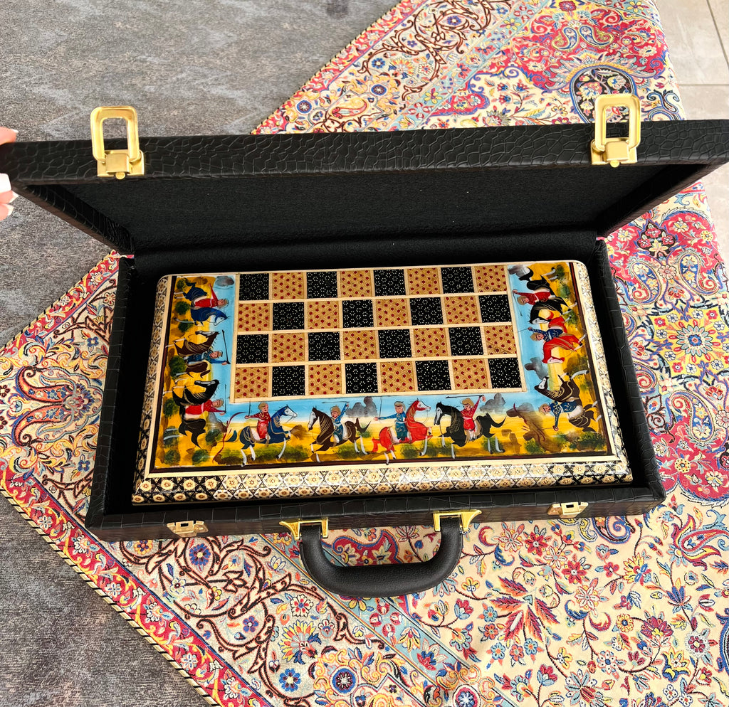 Chess Board - Size 40 - Tazhib & Flower Design