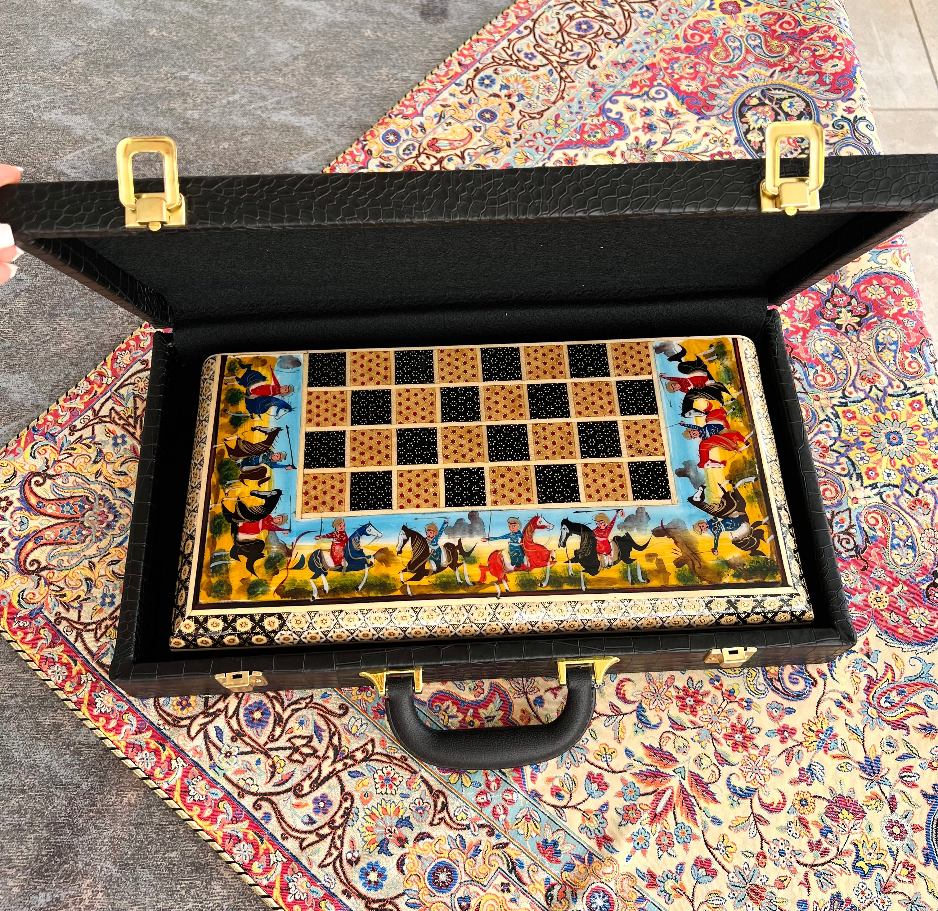 Chess Board - Size 40 - Tazhib & Flower Design