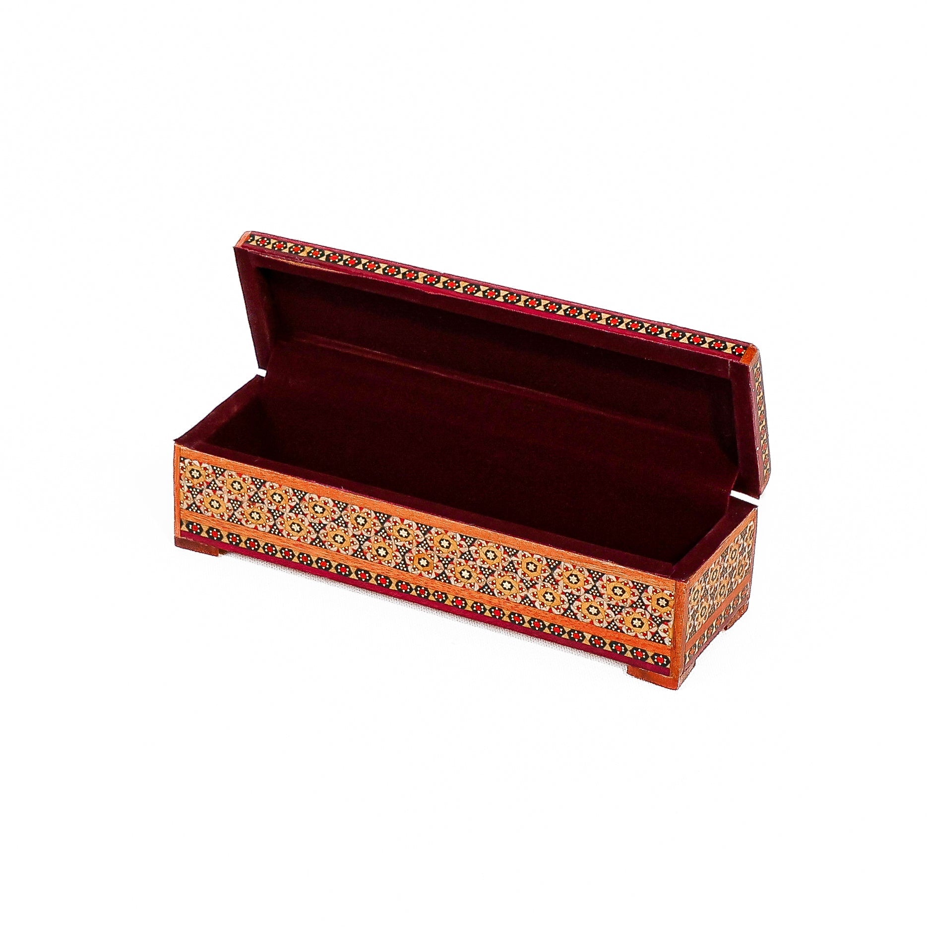 Hinged Pen Case Khatam - Tazhib Design - Size 6x20 Cm - Meraas Gallery