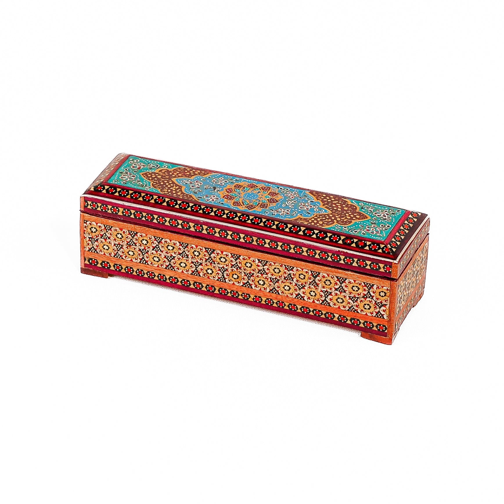 Hinged Pen Case Khatam - Tazhib Design - Size 6x20 Cm - Meraas Gallery