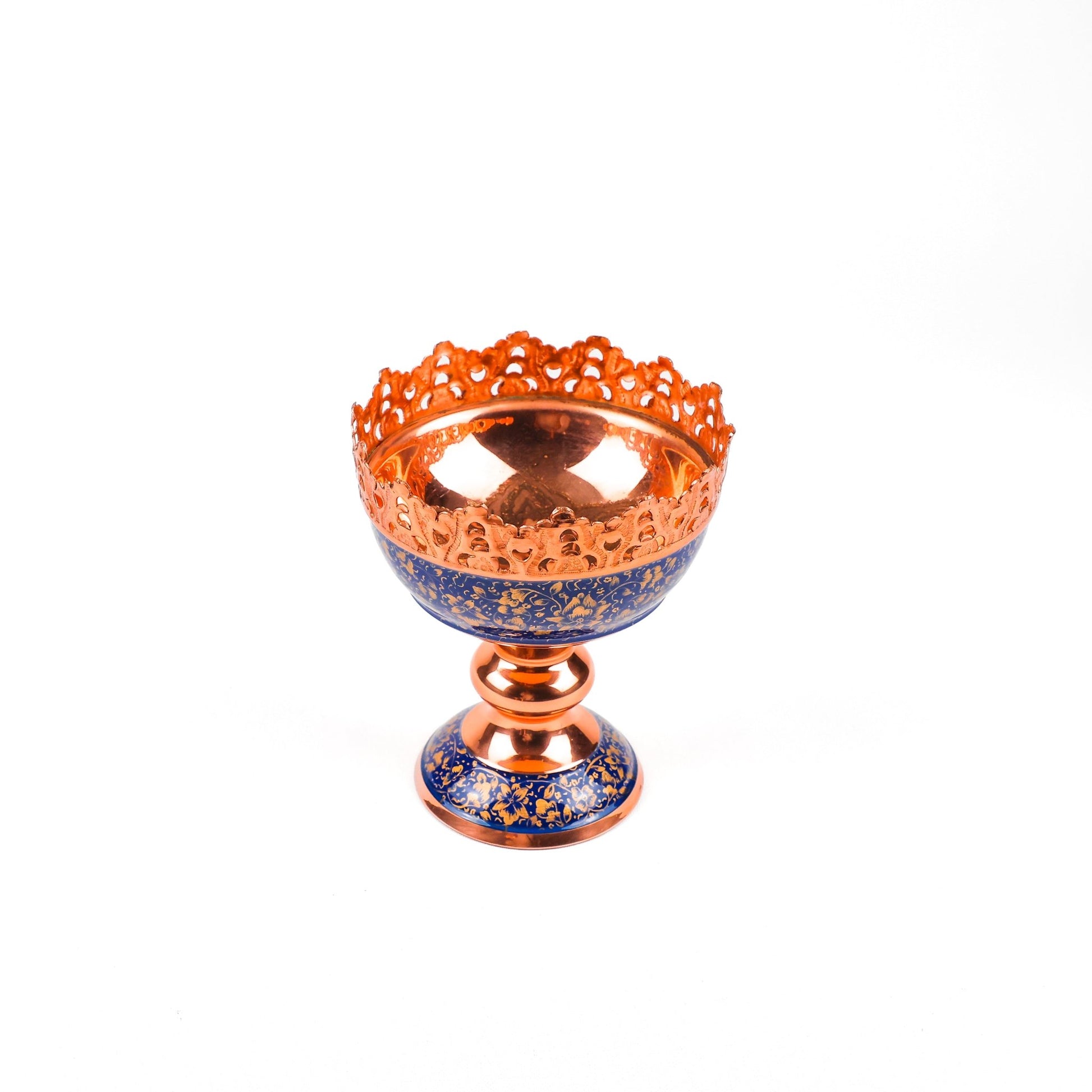 Nut Bowl with Pedestal - Size 16 - Golden Pardaz - Meraas Gallery