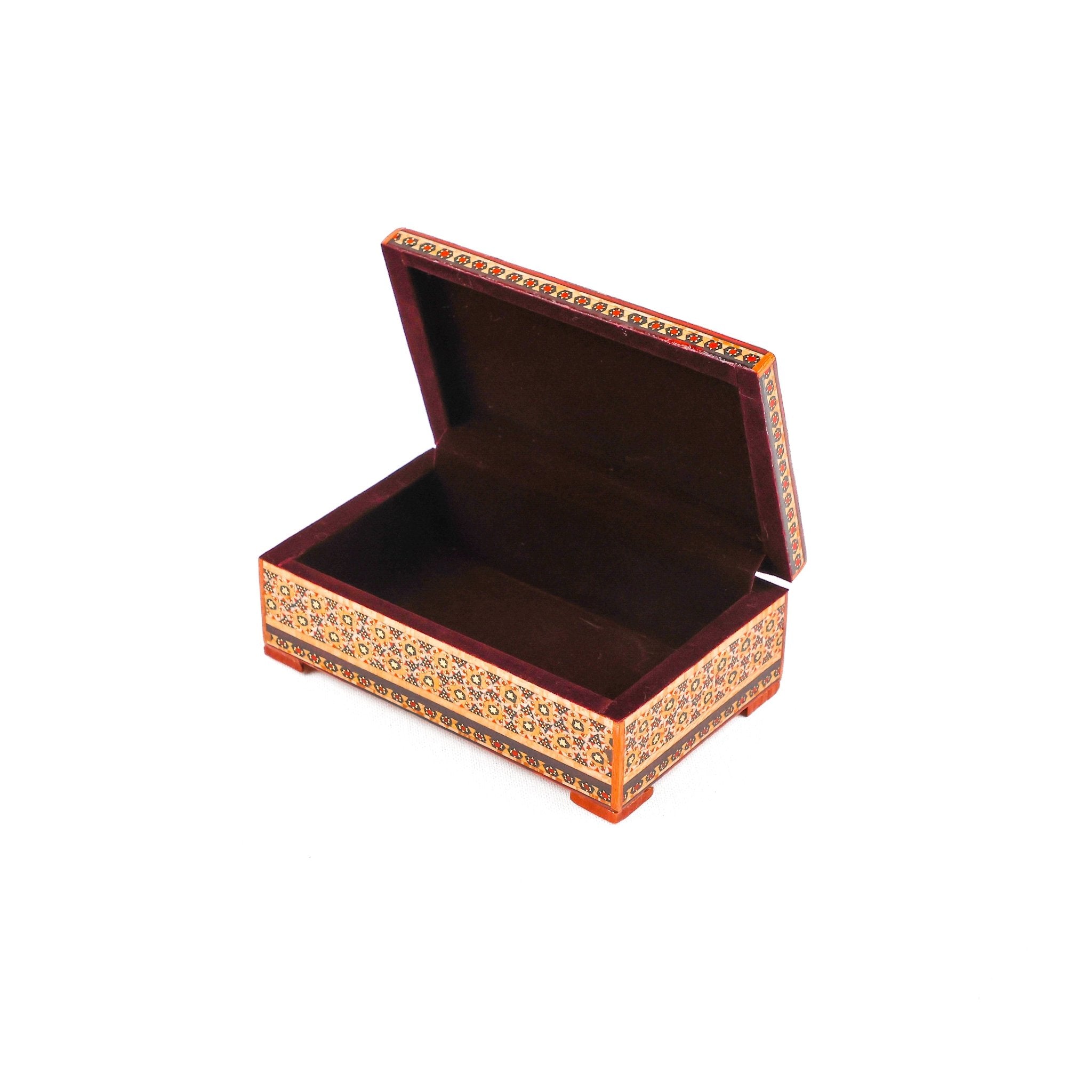 Jewelry Box - Large - Wooden Khatam with Hand - Painted Tazhib Lid - Meraas Gallery