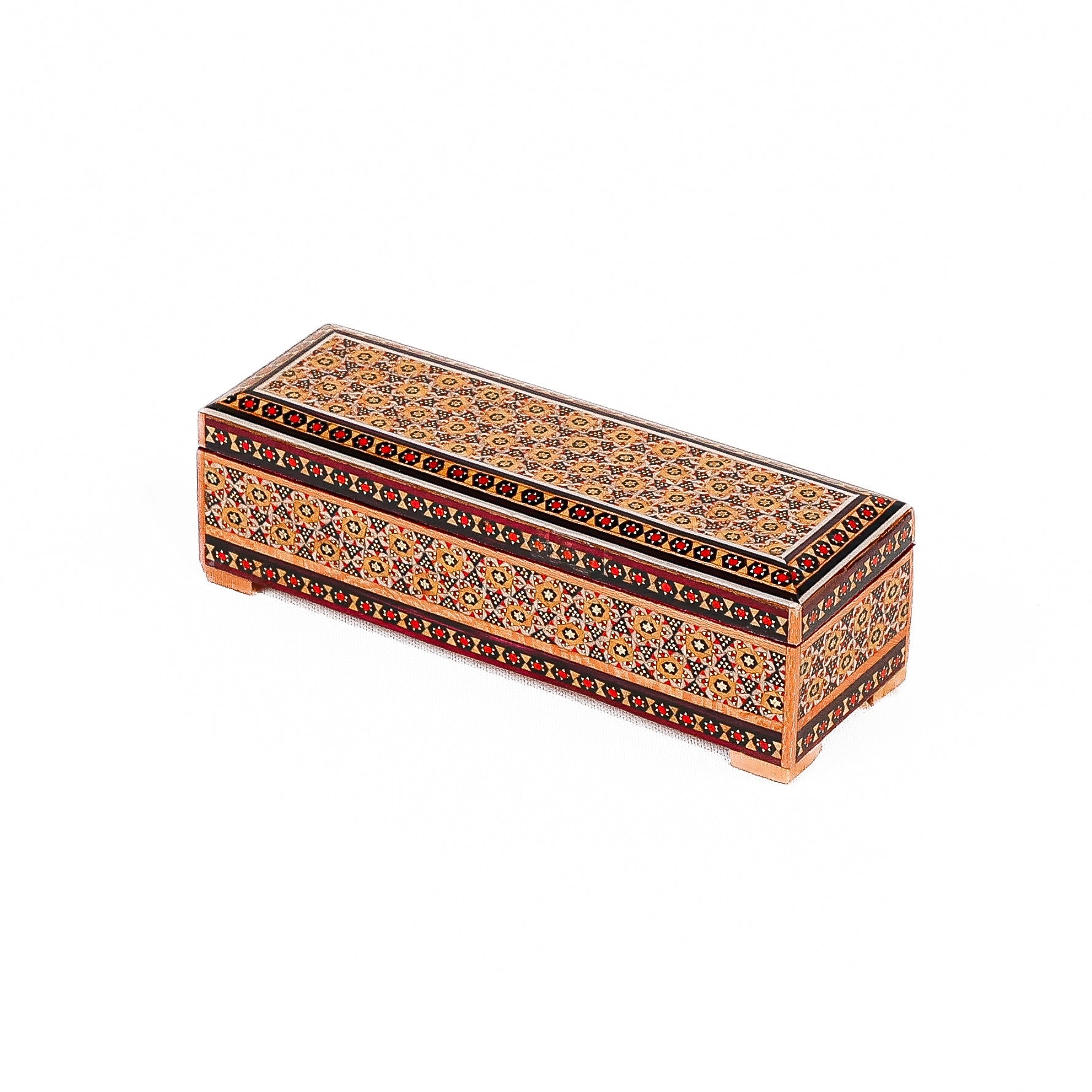 Pen Case with Hinge - Size 20x6 - Khatam Lid - Meraas Gallery