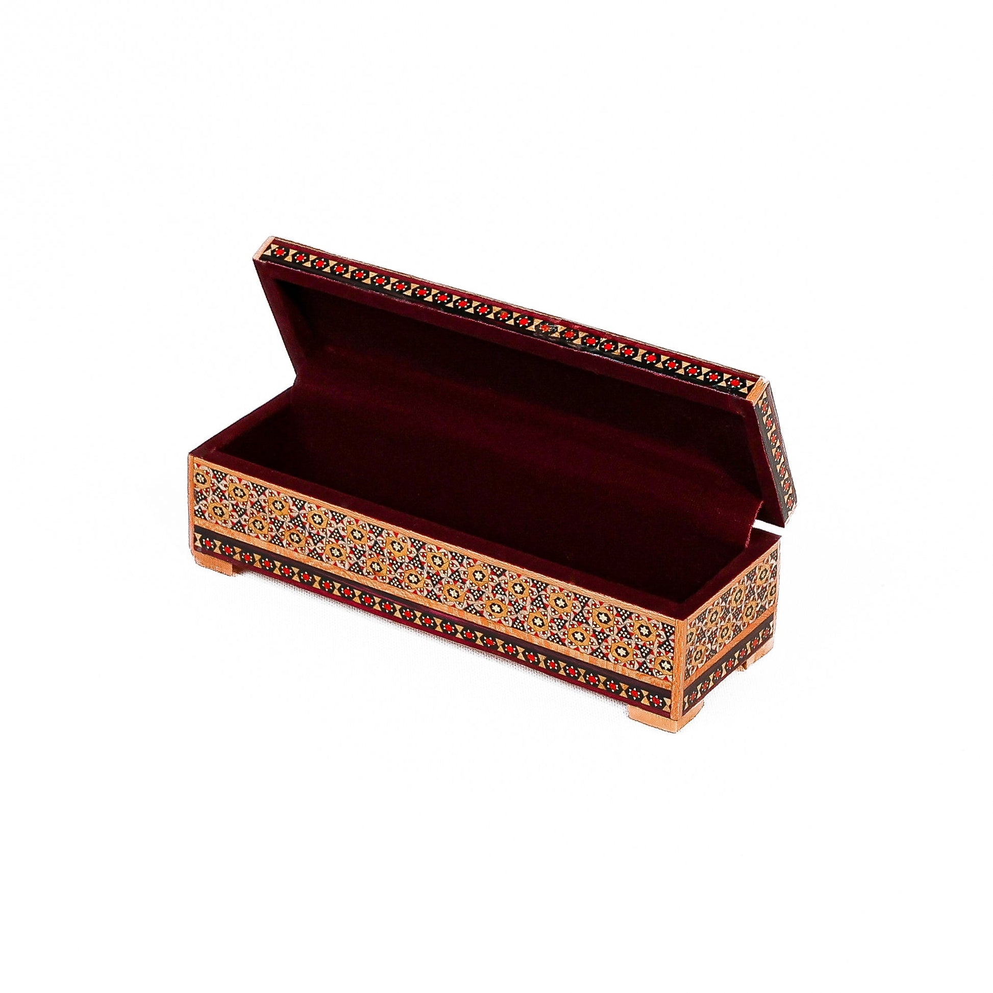 Pen Case with Hinge - Size 20x6 - Khatam Lid - Meraas Gallery
