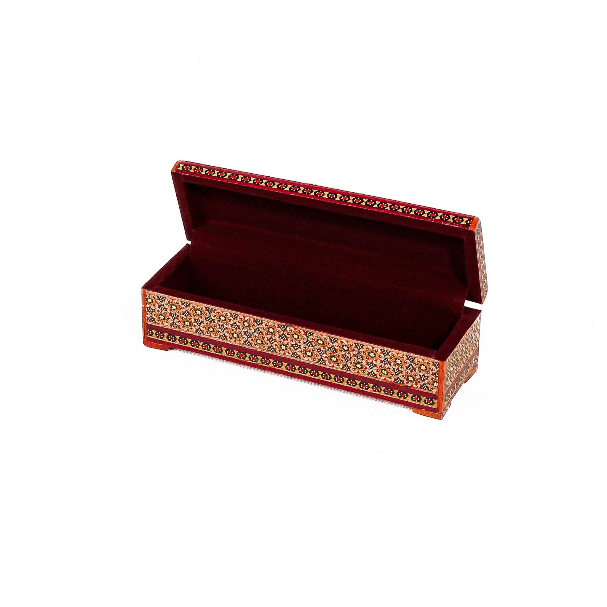 Pen Case with Hinge - Size 20x6 - Flower and Bird Lid - Meraas Gallery