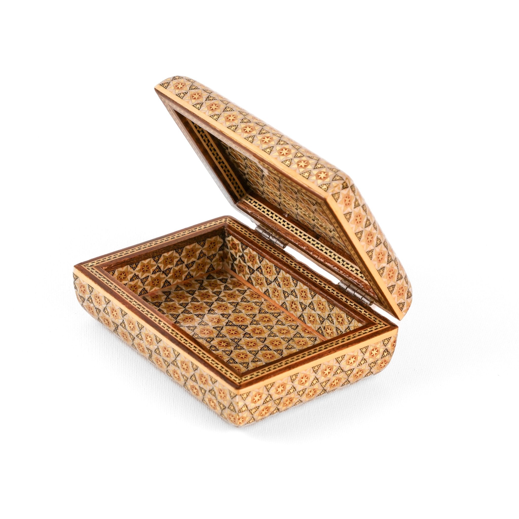 Jewelry Box - Full Bone Khatam with Tazhib Painting Lid - Size 3 - Meraas Gallery