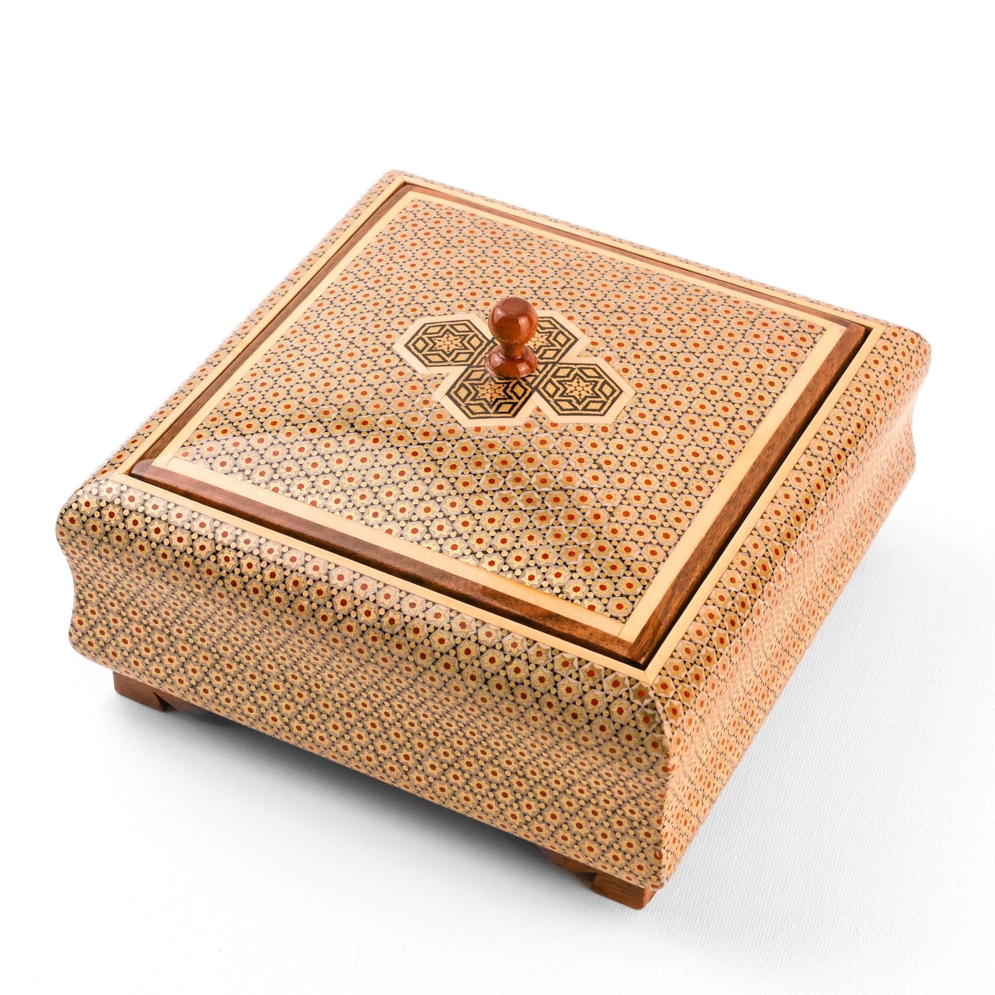 Patterned Box - Round Top and Bottom with Side Bowl Design - Meraas Gallery