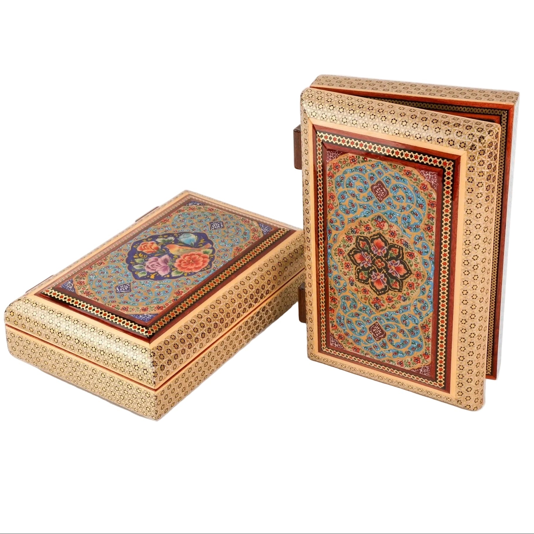Jewelry Box - Size 22x14 - Round Top & Bottom - Sun Pattern Tazhib - Meraas Gallery