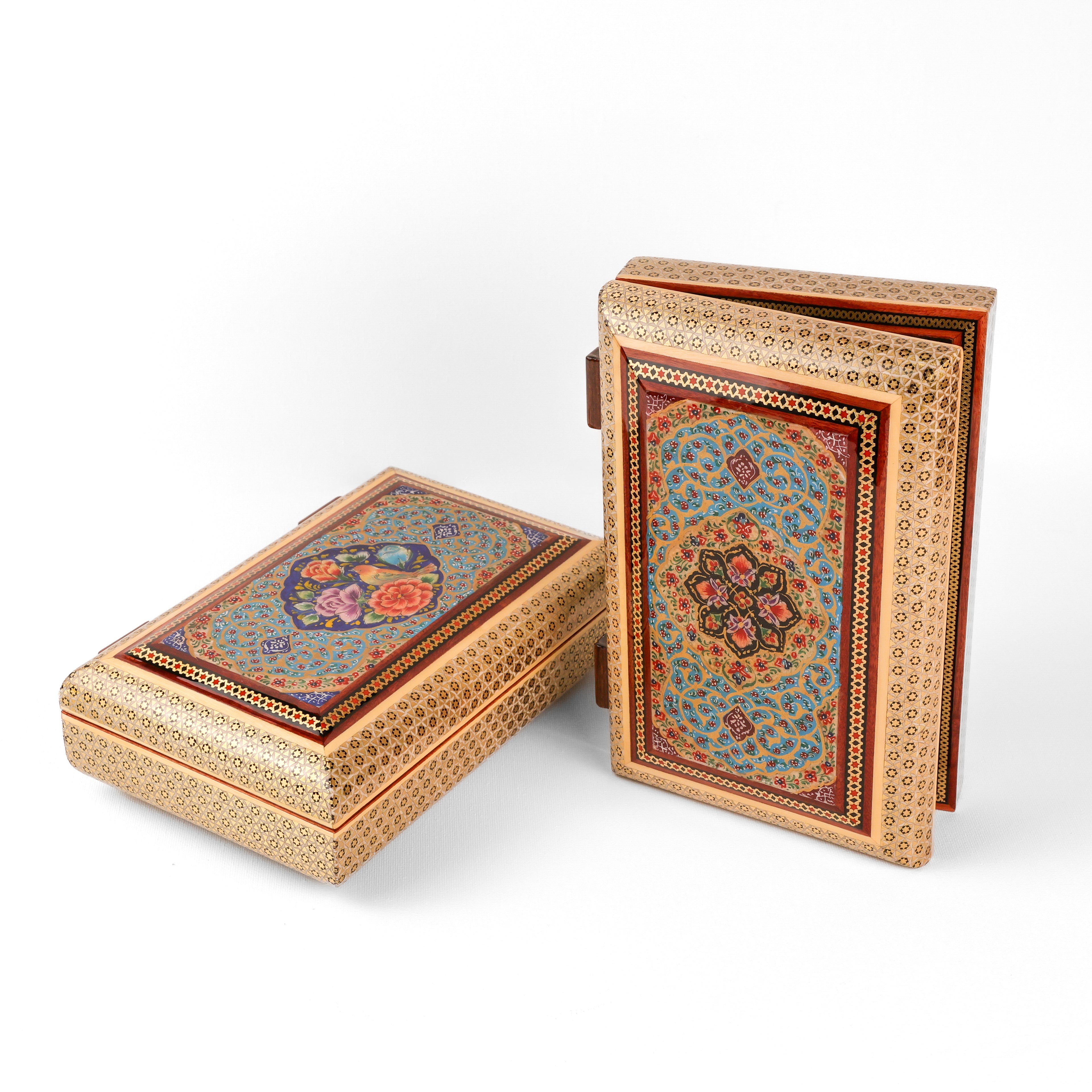 Jewelry Box - Size 22x14 - Round Top & Bottom - Sun Pattern Tazhib