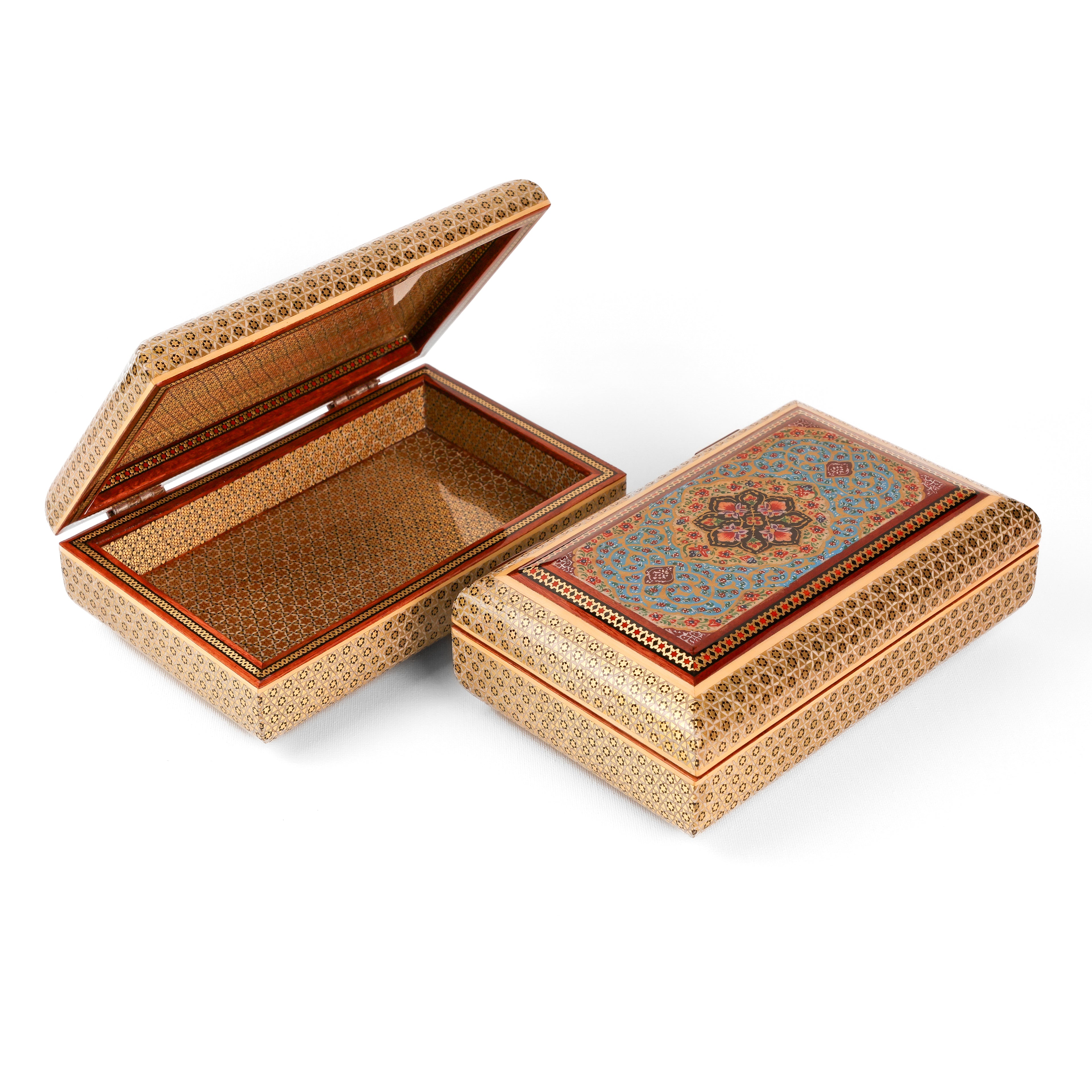 Jewelry Box - Size 22x14 - Round Top & Bottom - Sun Pattern Tazhib