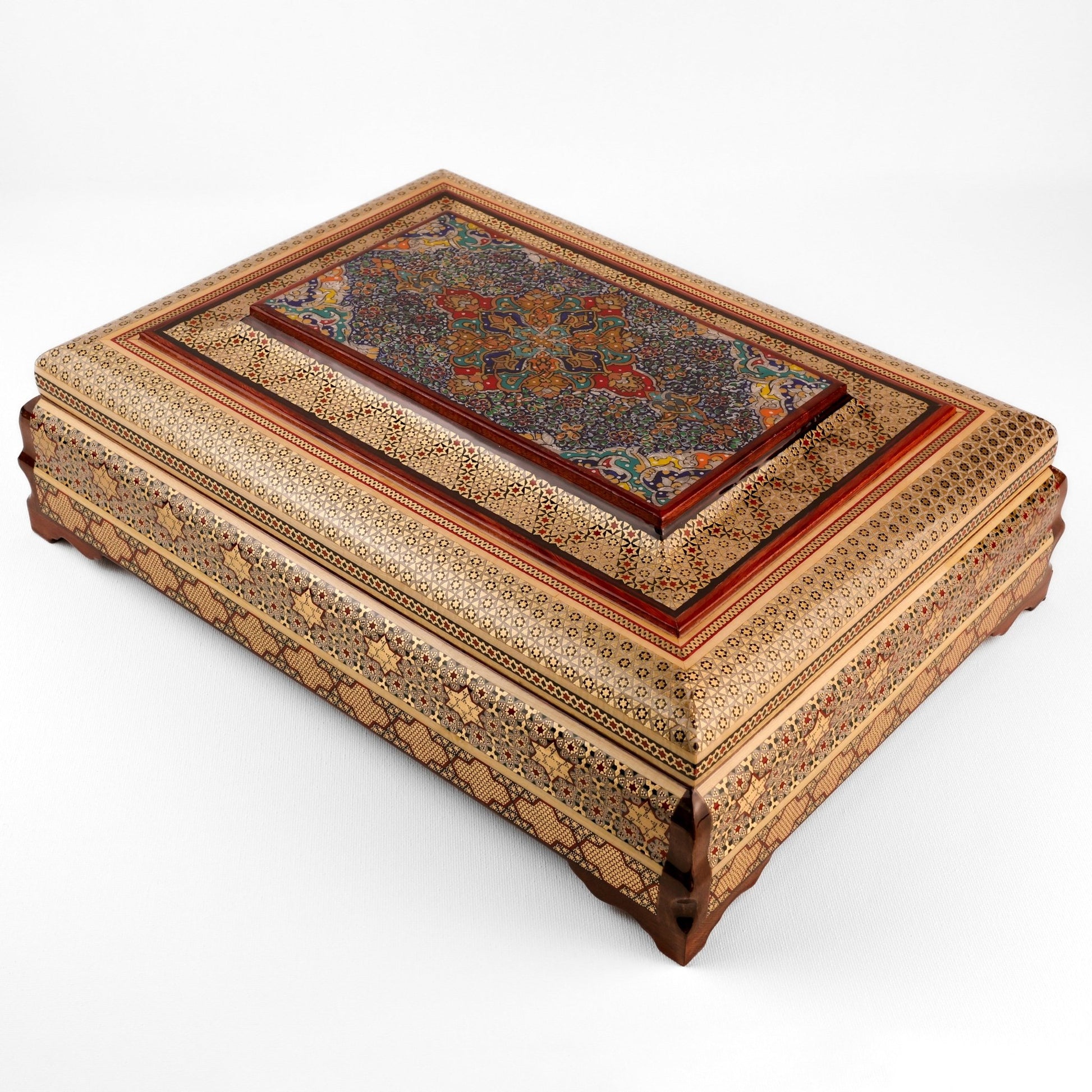 Quran Box - Size 25x35 - Full Khatam - Tazhib Lid - Rounded Bowl Shape - Meraas Gallery