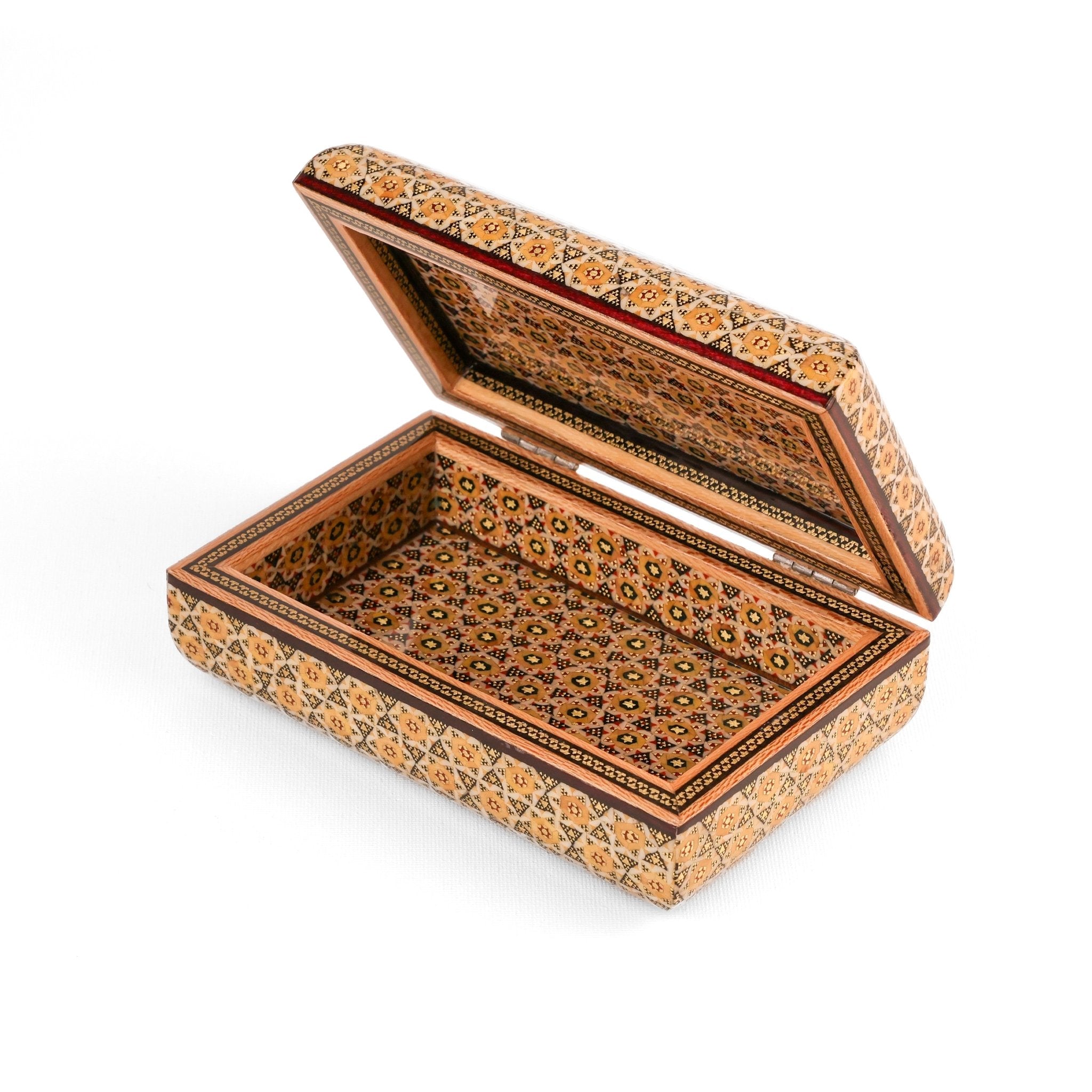 Jewelry Box - Small - Full Bone Khatam - Tazhib Painting Lid - Meraas Gallery