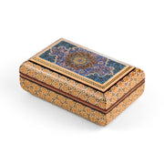 Jewelry Box - Small - Full Bone Khatam - Tazhib Painting Lid - Meraas Gallery