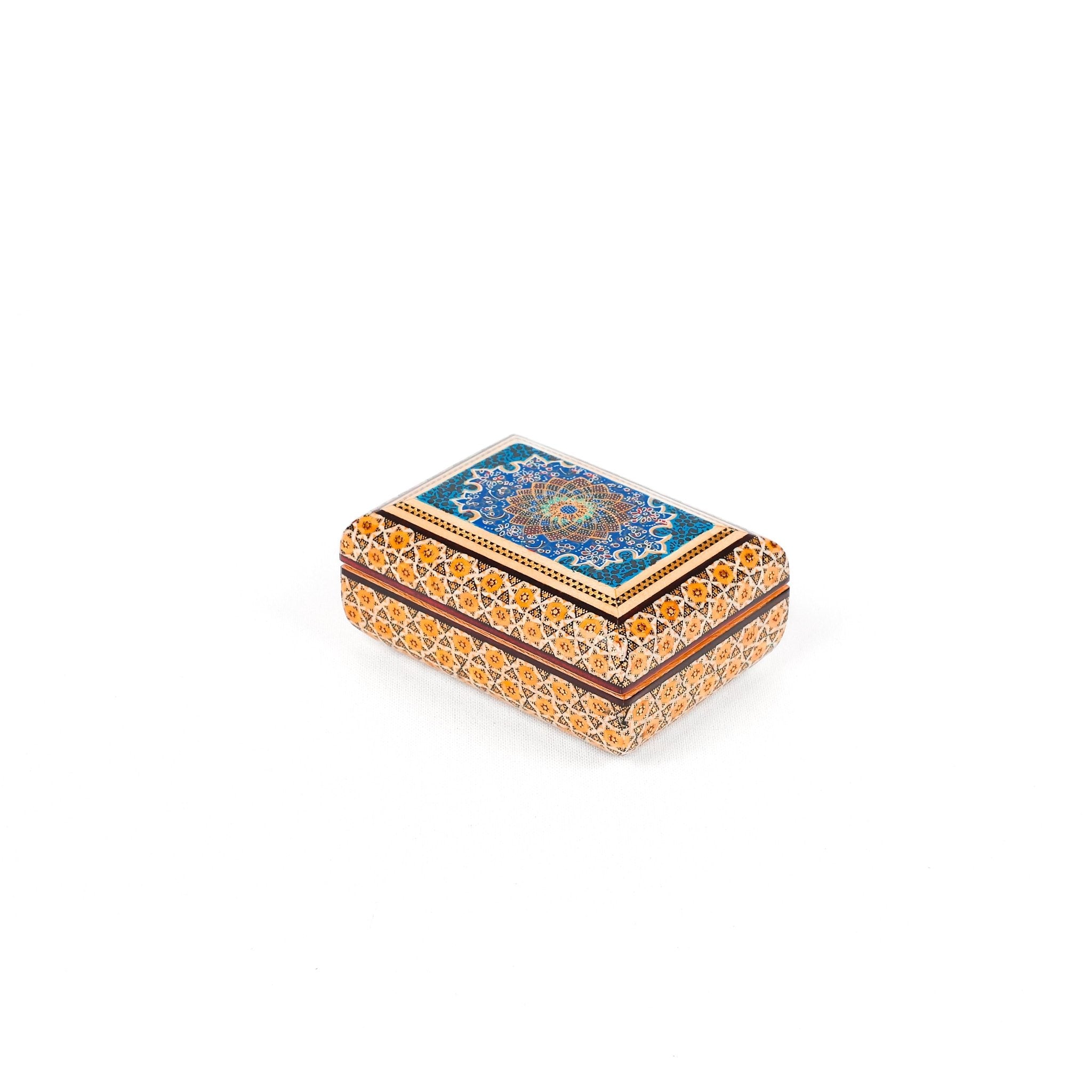 Jewelry Box - Medium - Full Bone Khatam - Tazhib Painting Lid - Meraas Gallery