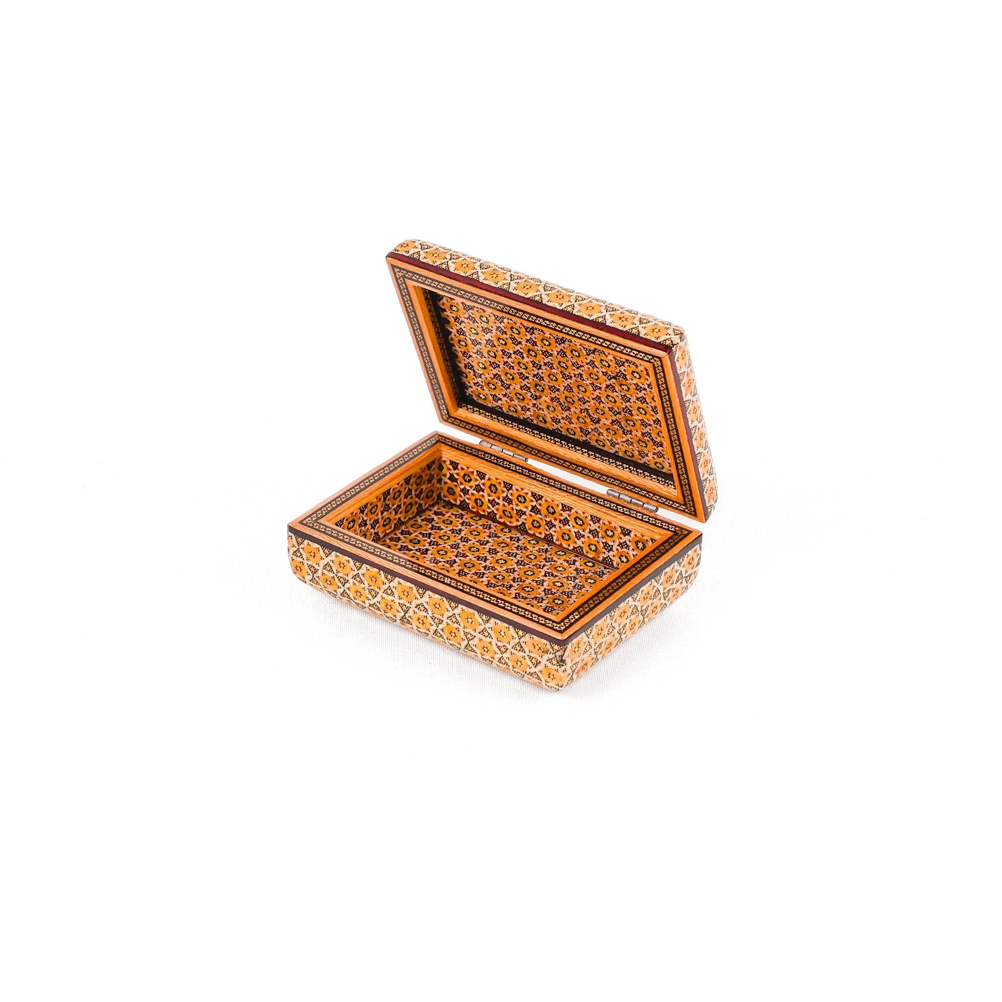 Jewelry Box - Medium - Full Bone Khatam - Tazhib Painting Lid - Meraas Gallery