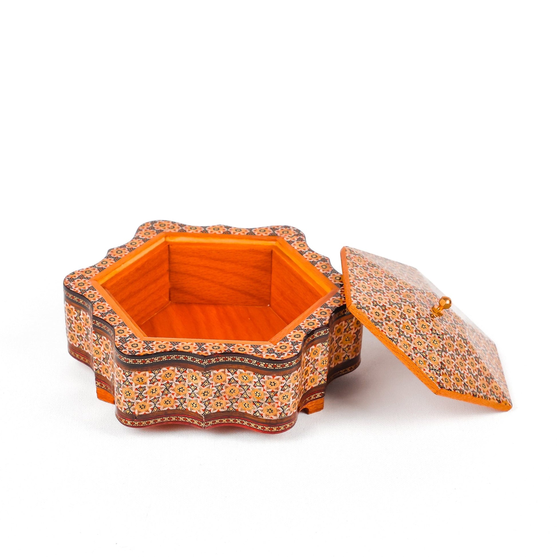 Candy Dish - Medium - Hexagonal Wavy Shape - Inner Beech - Meraas Gallery