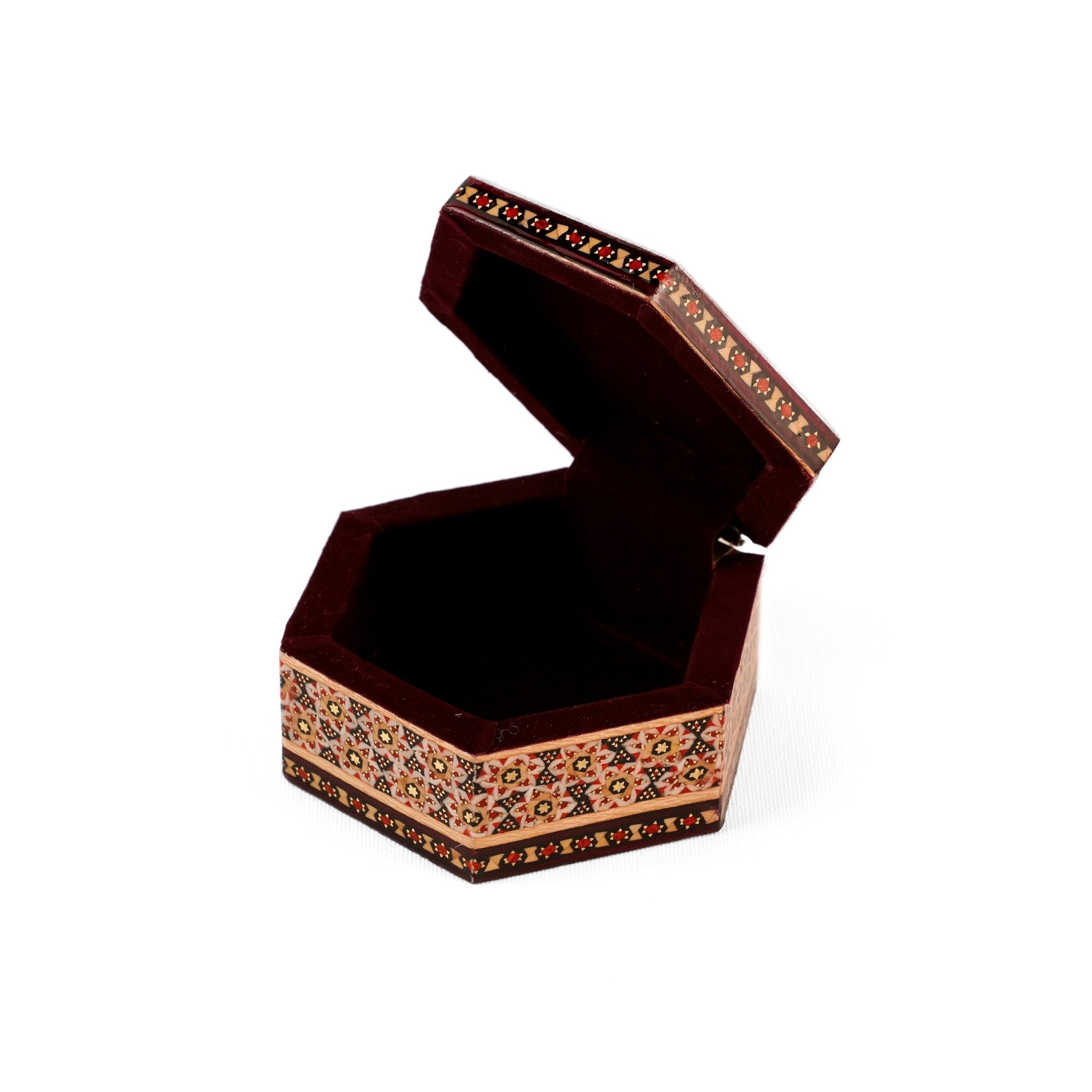 Jewelry Box - Hexagonal - Inner Velvet - Khatam Pattern - Meraas Gallery