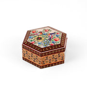 Jewelry Box - Hexagonal - Inner Velvet - Flower and Bird Pattern - Meraas Gallery
