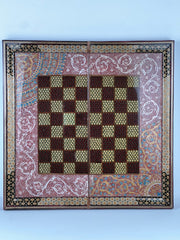 Backgammon & Chess Board - Size 50 - With Columns - Tazhib Painting - Meraas Gallery