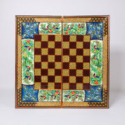 Backgammon & Chess Board - Size 50 - With Columns - Polo Scene Painting - 02 - Meraas Gallery