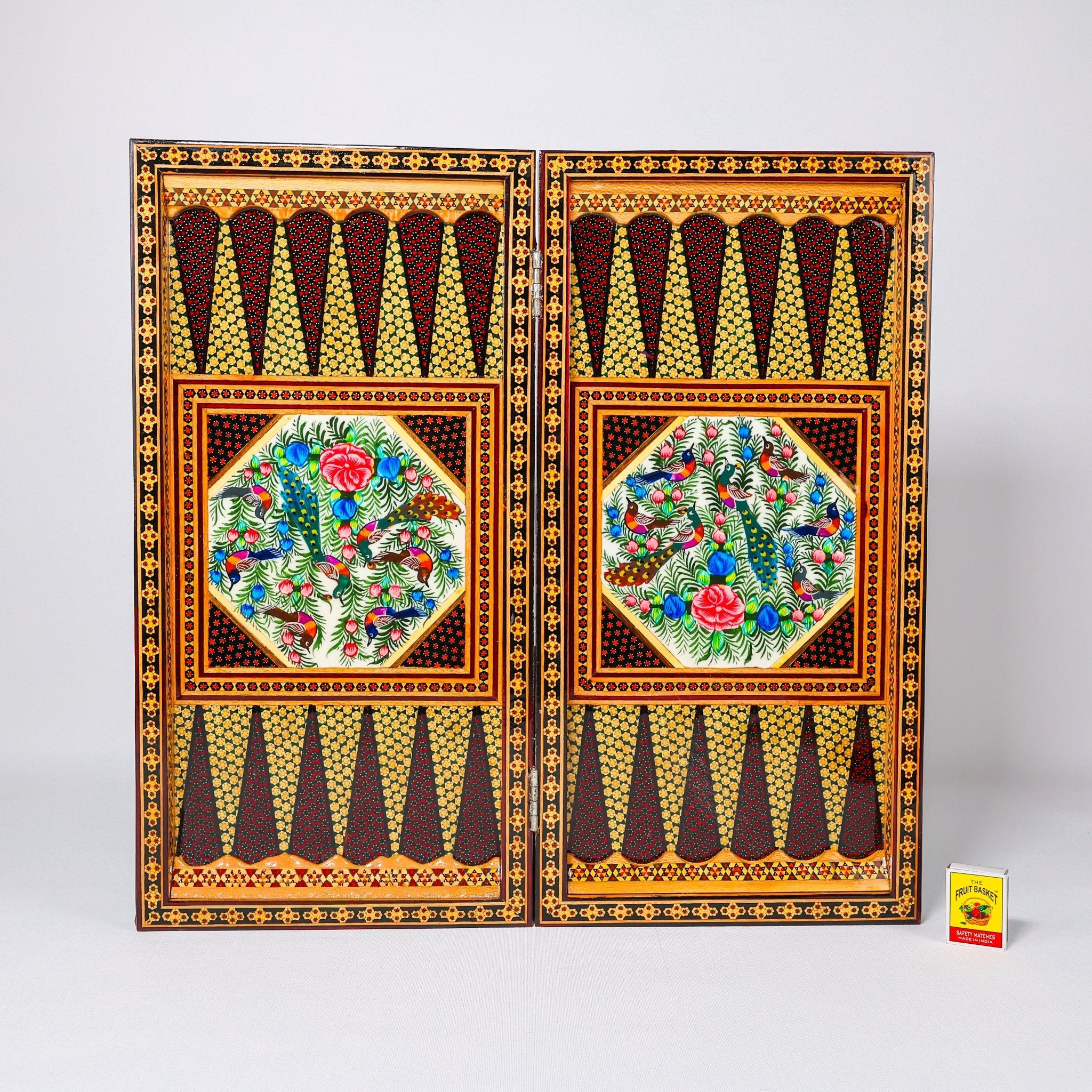 Backgammon & Chess Board - Size 50 - With Columns - Polo Scene Painting - 02 - Meraas Gallery