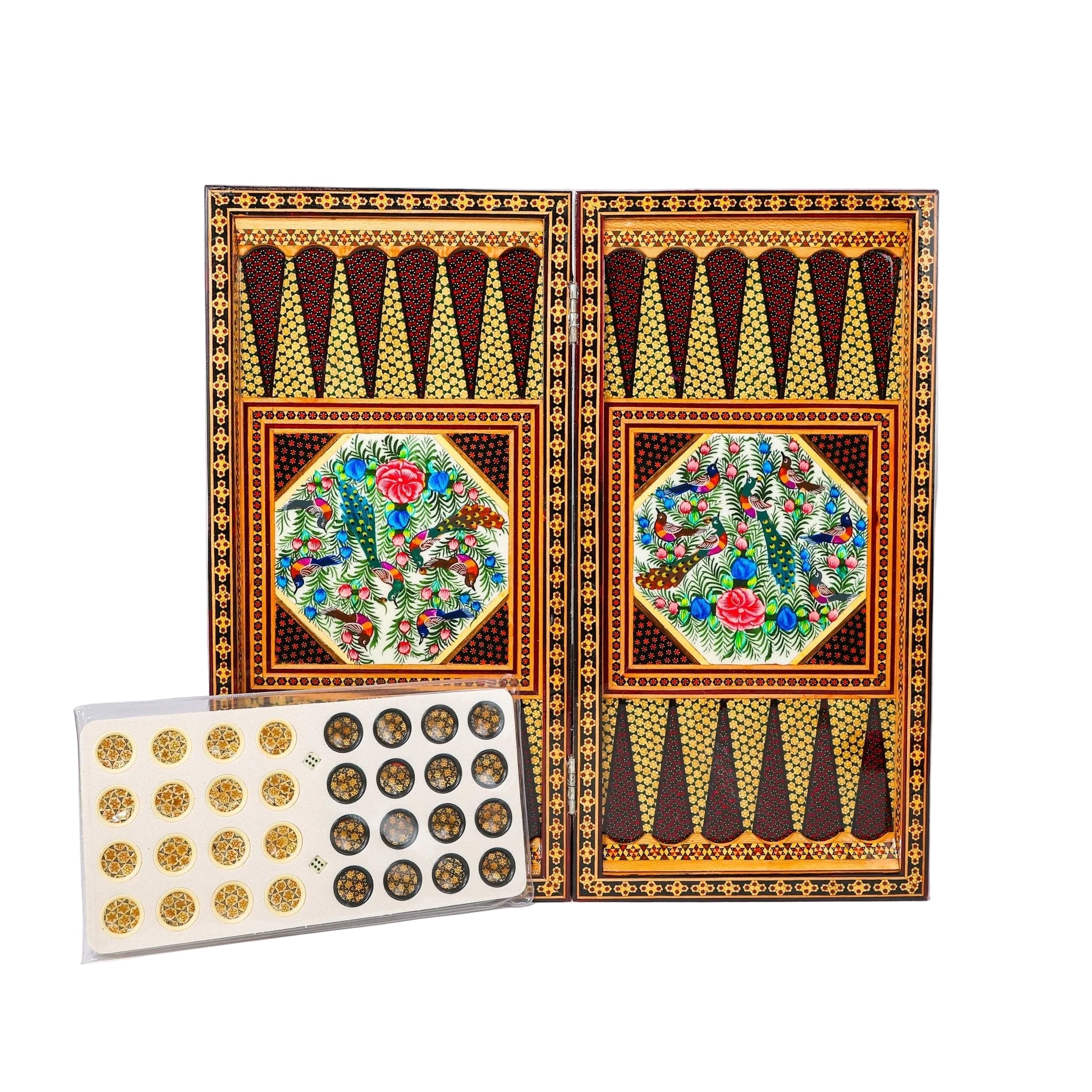 Backgammon & Chess Board - Size 50 - With Columns - Polo Scene Painting - 02 - Meraas Gallery