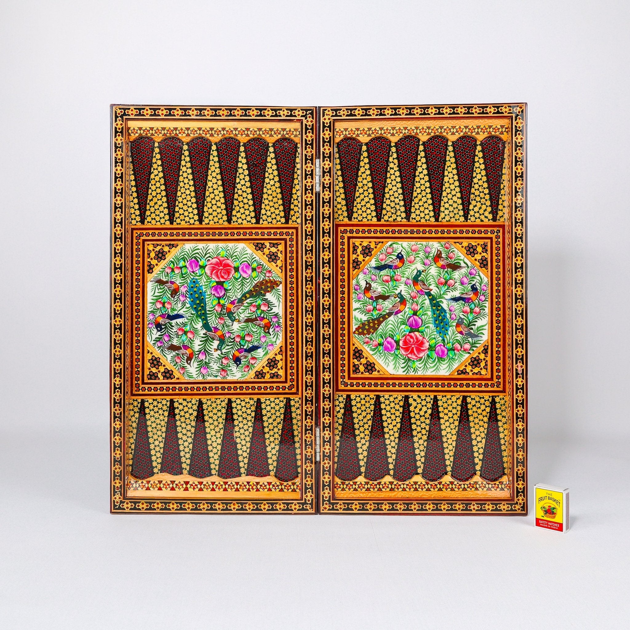 Backgammon & Chess Board - Size 50 - With Columns - Polo Scene Painting - 03 - Meraas Gallery