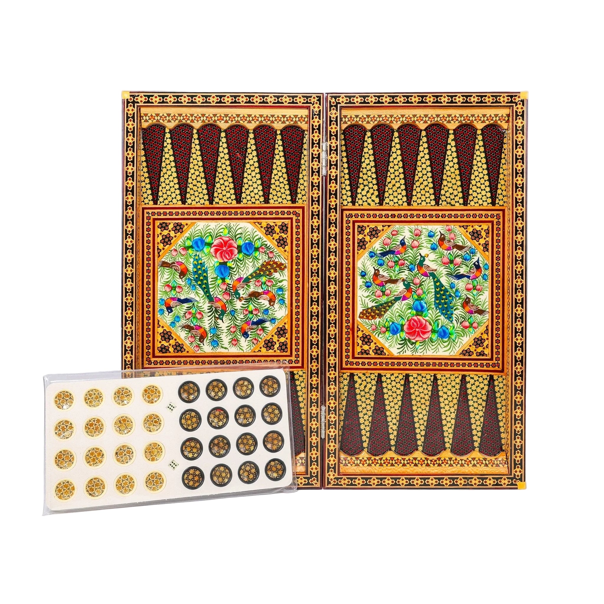 Backgammon & Chess Board - Size 50 - With Columns - Polo Scene Painting - 04 - Meraas Gallery