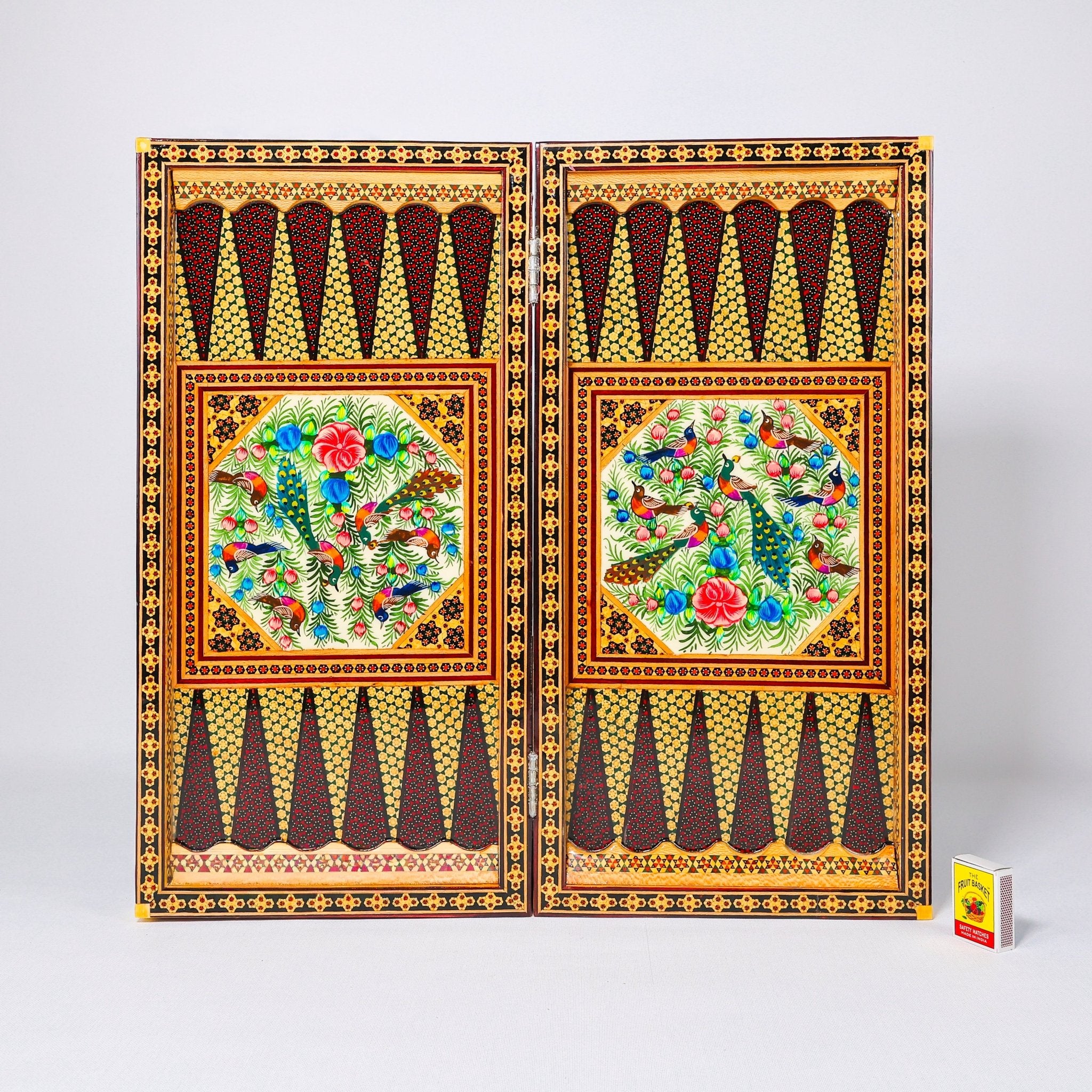 Backgammon & Chess Board - Size 50 - With Columns - Polo Scene Painting - 04 - Meraas Gallery