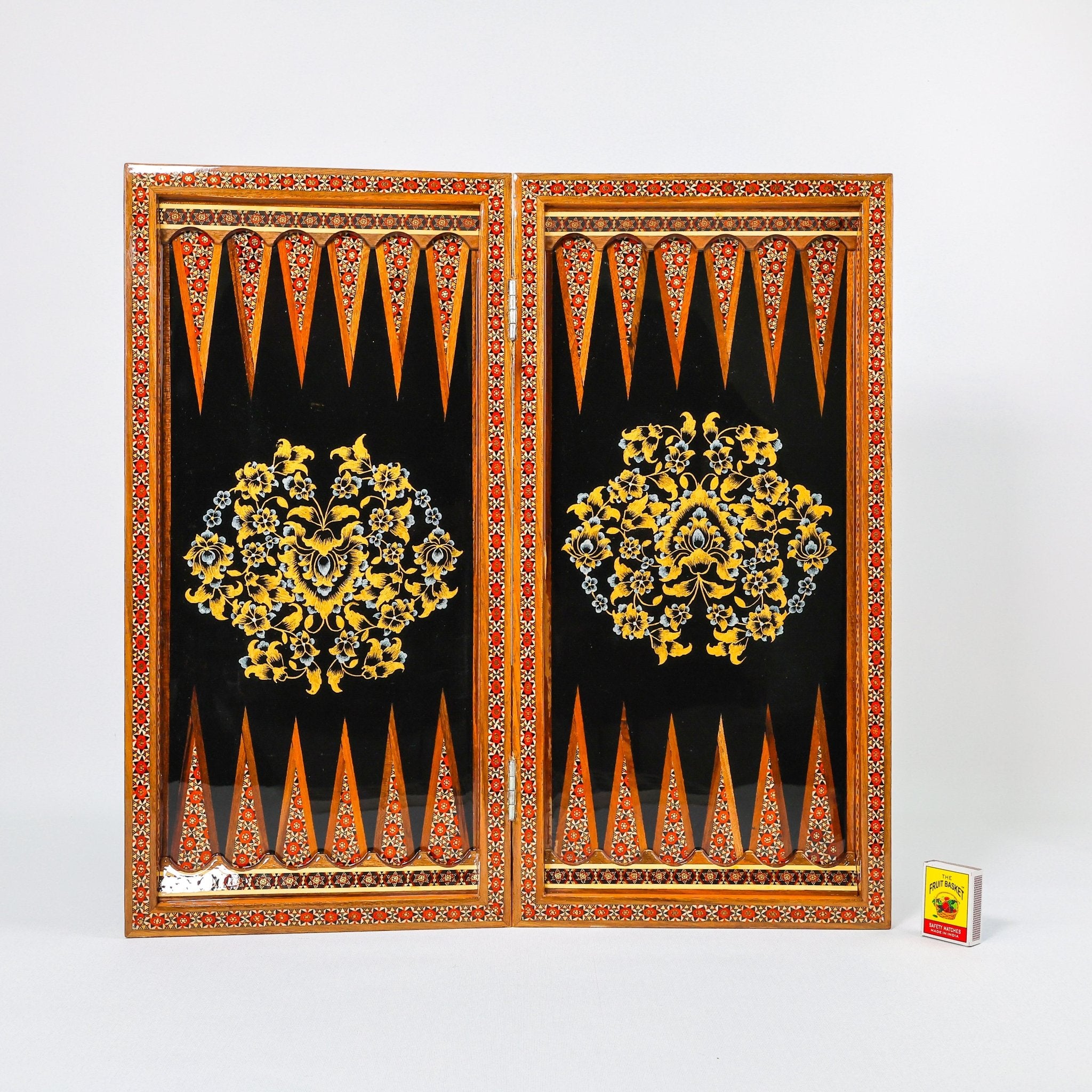 Backgammon & Chess Board - Khatam with Tazhib - Black Hand - Carved - Code 3 - Meraas Gallery