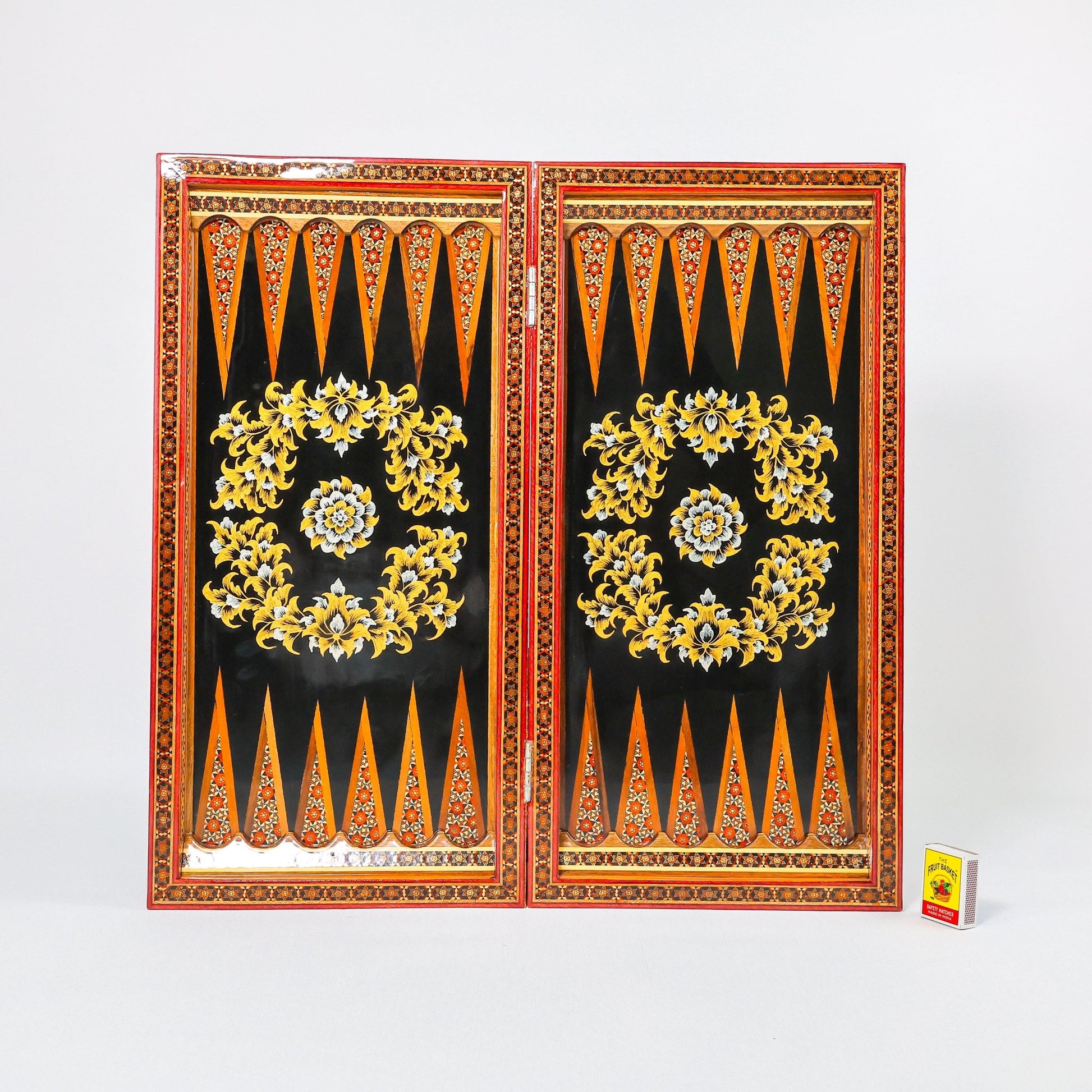 Backgammon & Chess Board - Khatam with Tazhib - Black Hand - Carved - Code 4 - Meraas Gallery