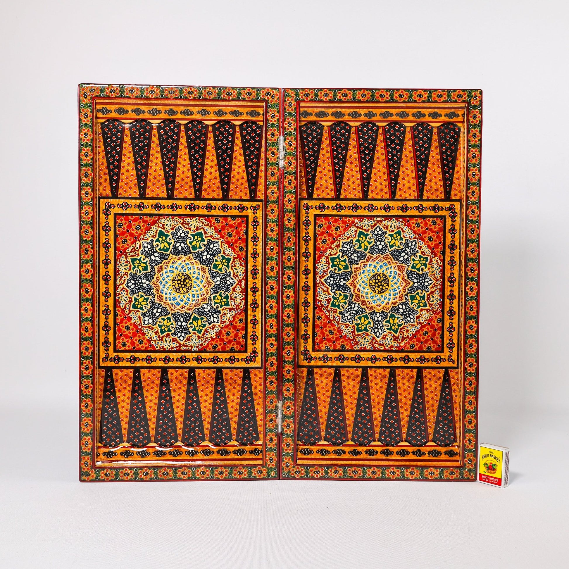 Backgammon & Chess Board - Size 50 - Round Edge - Zaman Design - Hand - Painted Khatam - 03 - Meraas Gallery