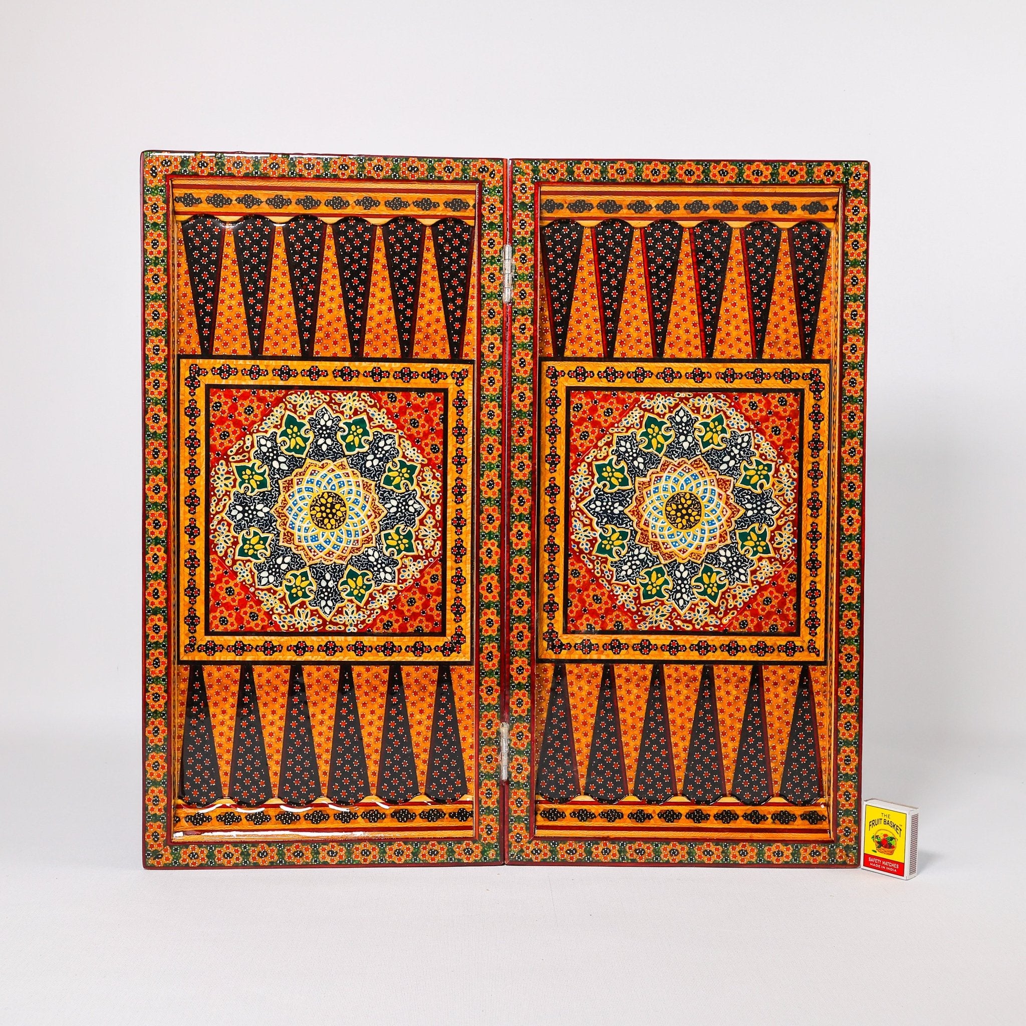 Backgammon & Chess Board - Size 50 - Round Edge - Zaman Design - Hand - Painted Khatam - 03 - Meraas Gallery
