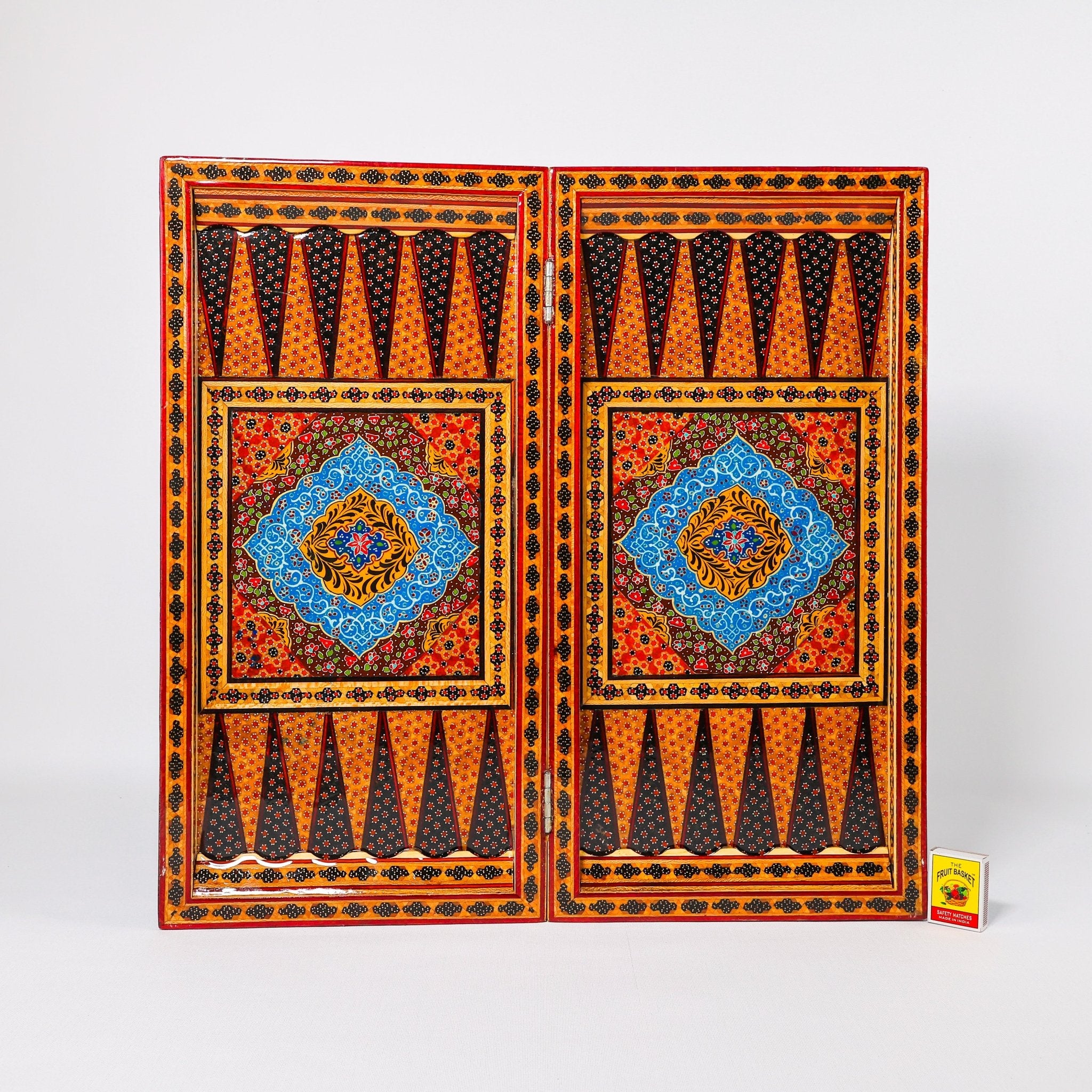 Backgammon & Chess Board - Size 50 - Round Edge - Zaman Design - Hand - Painted Khatam - 04 - Meraas Gallery