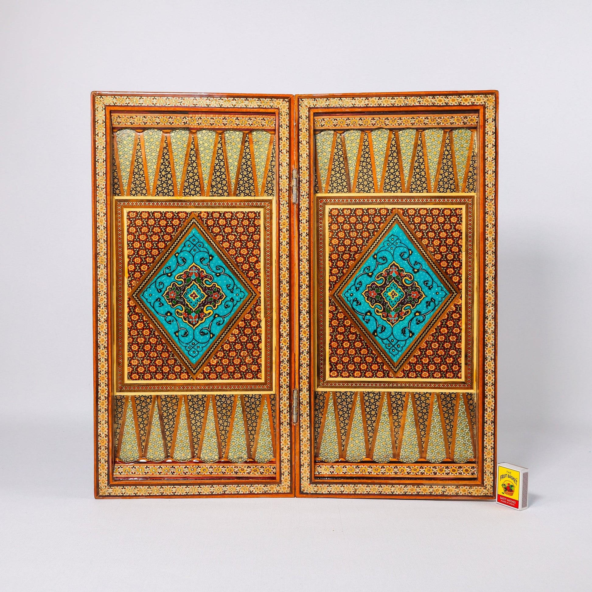 Backgammon & Chess Board - Size 50 - Round Edge - Zaman Design - Hand - Painted Khatam - 05 - Meraas Gallery