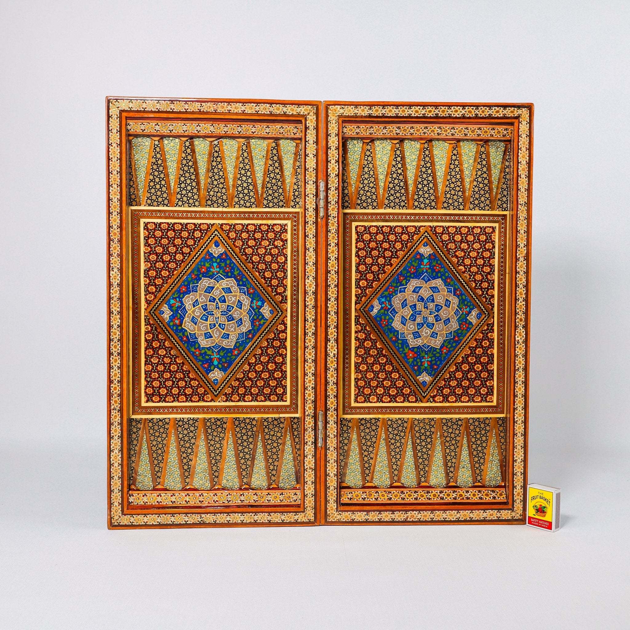 Backgammon & Chess Board - Size 50 - Round Edge - Zaman Design - Hand - Painted Khatam - 06 - Meraas Gallery