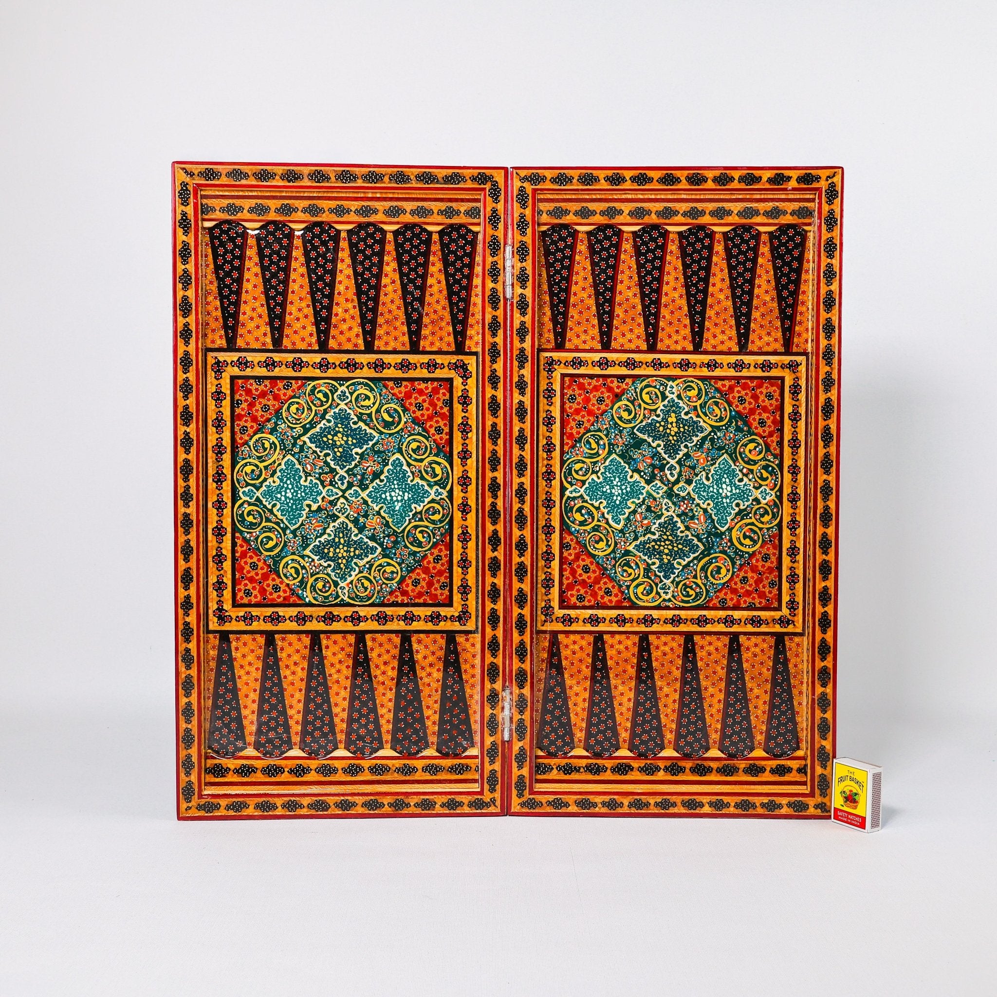 Backgammon & Chess Board - Size 50 - Round Edge - Zaman Design - Hand - Painted Khatam - 07 - Meraas Gallery
