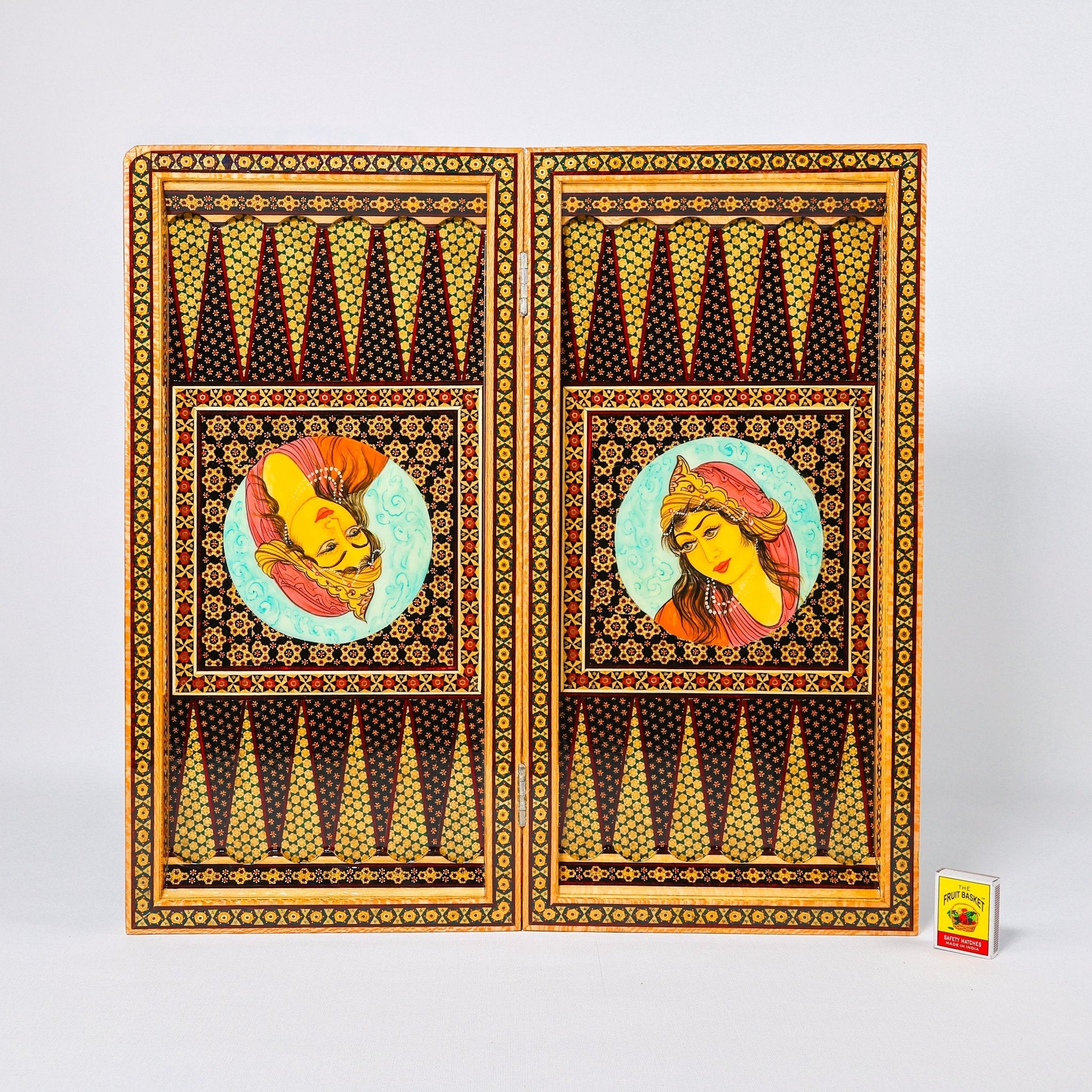 Backgammon & Chess Board - Size 50 - Miniature Shirazi Painting - 02 - Meraas Gallery