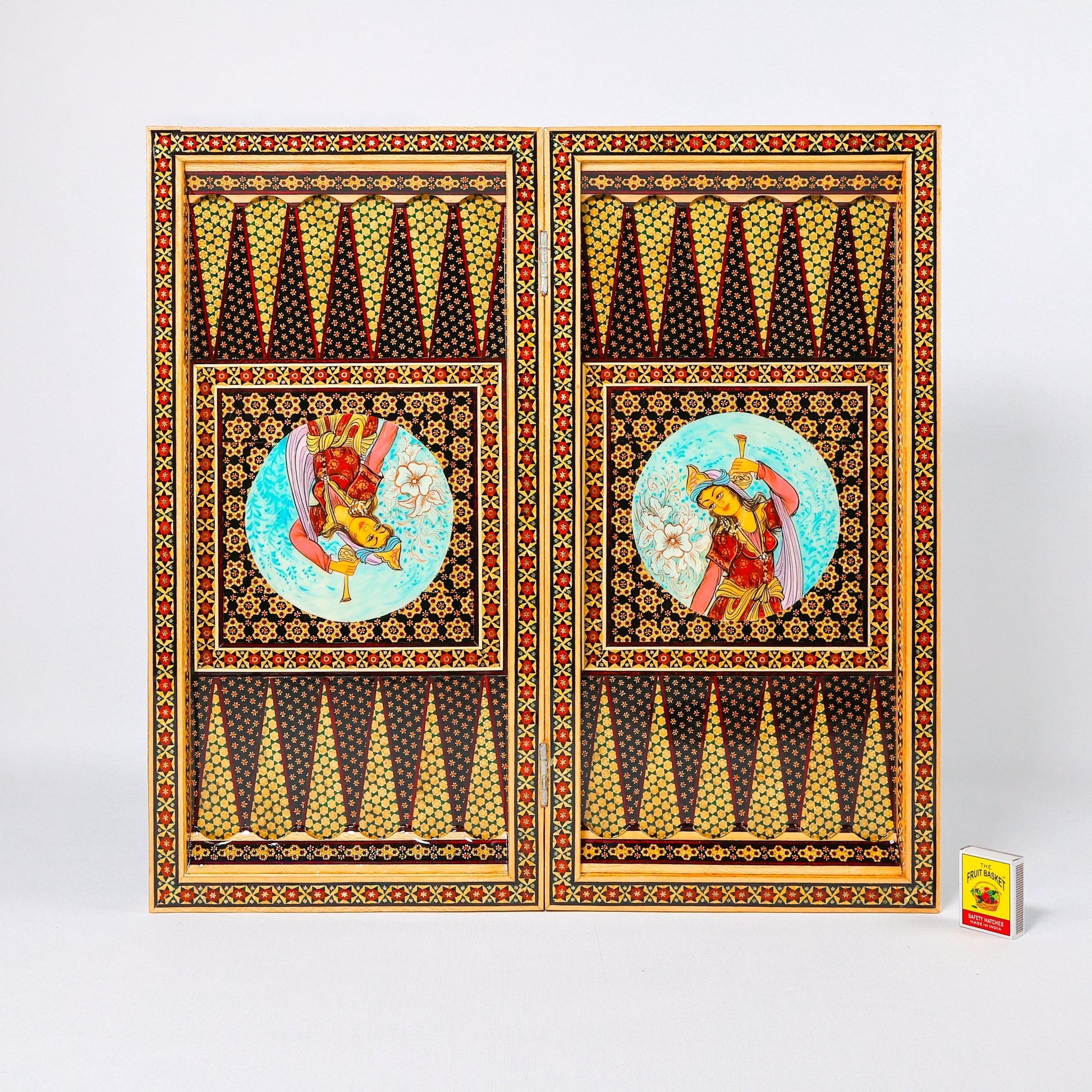 Backgammon & Chess Board - Size 50 - Miniature Shirazi Painting - 03 - Meraas Gallery